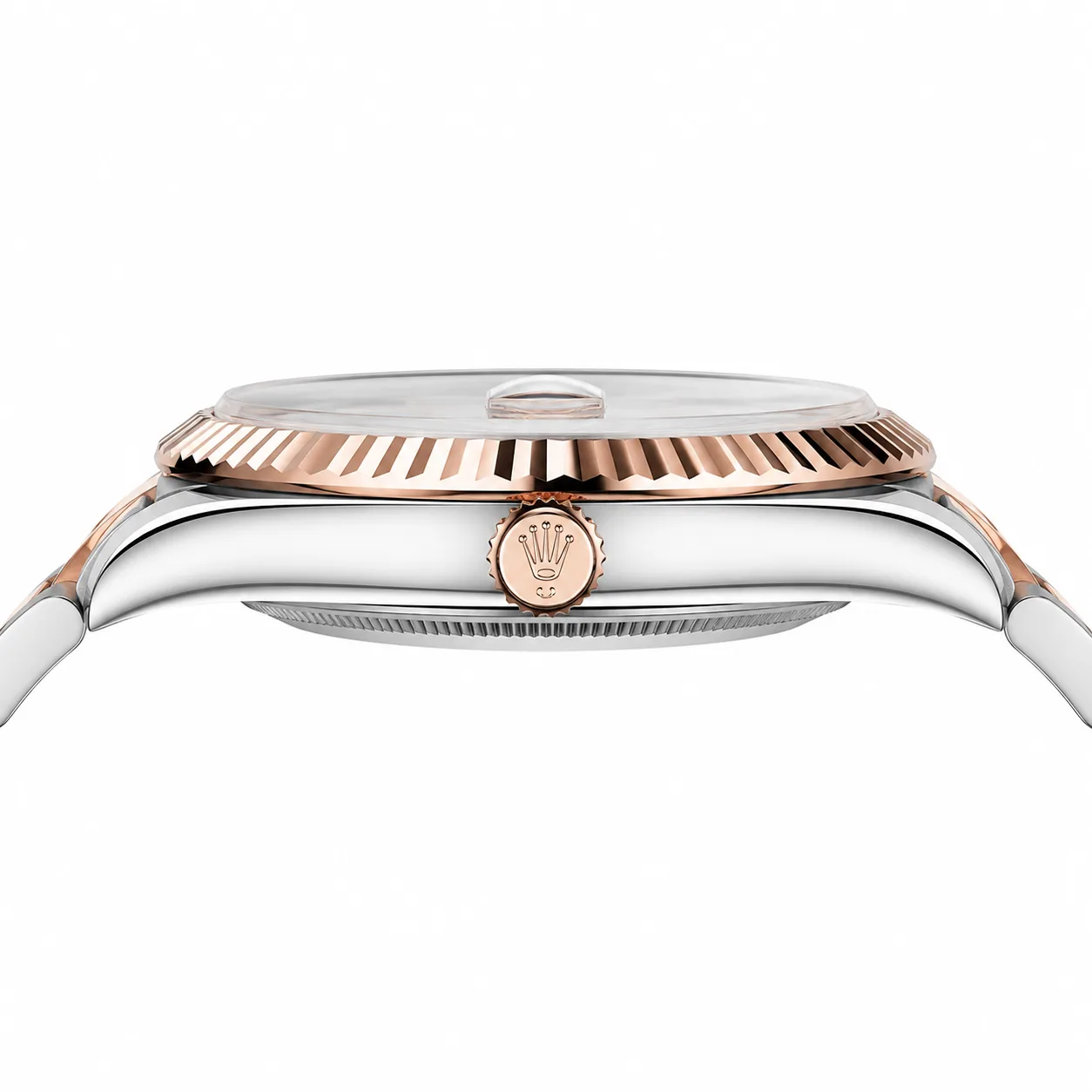 Rolex Datejust m126331-0007 41mm Calibre 3235 Gold / Fluted Bezel 904L Stainless Steel and 18K Everose Gold AI 头图 2 - 侧面细节 [ai-shot:side-detail]