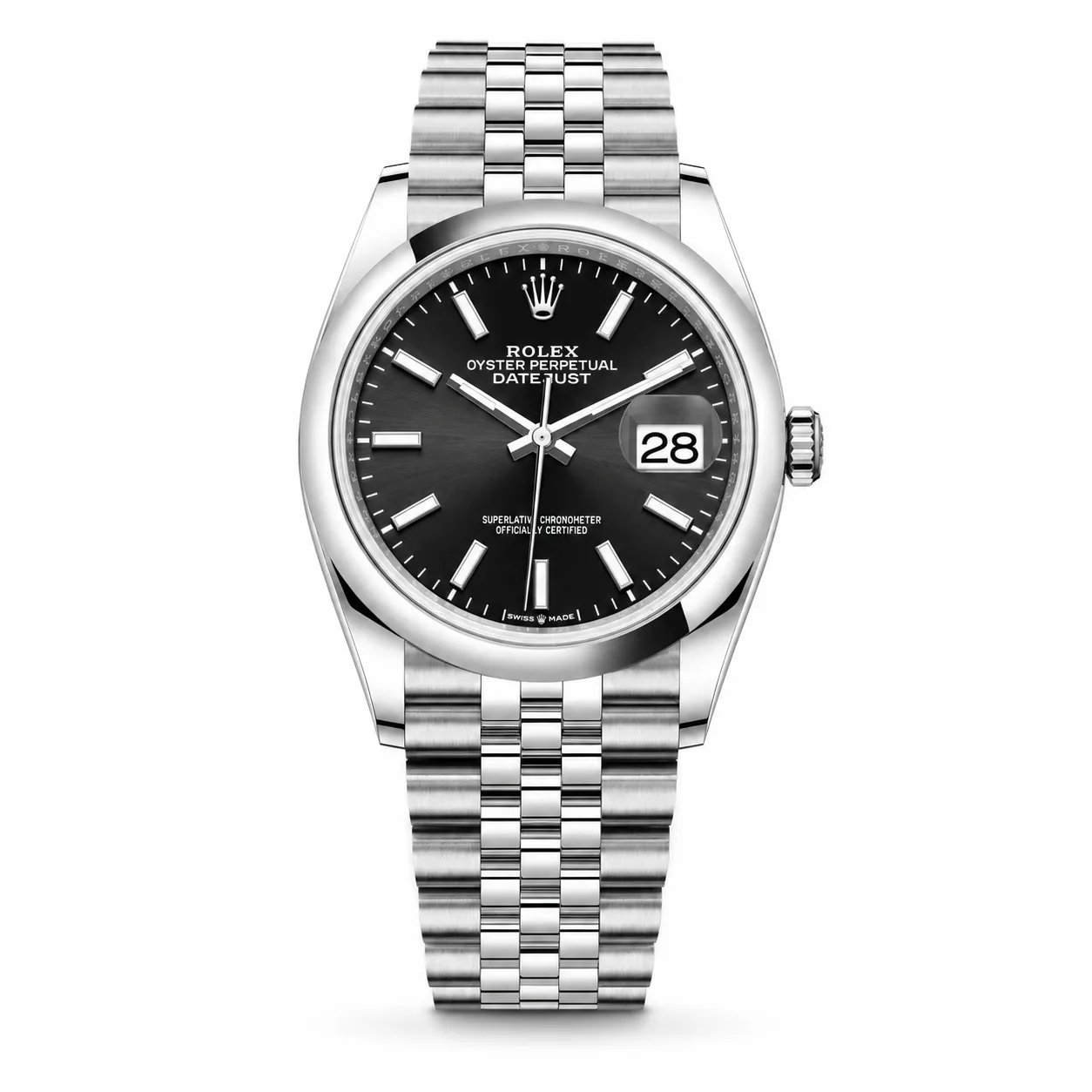 Rolex Datejust m126200-0003 36mm Calibre 3235 Silver / Smooth Bezel 904L Stainless Steel AI 头图 1 - 白底全貌 [ai-shot:full-white]