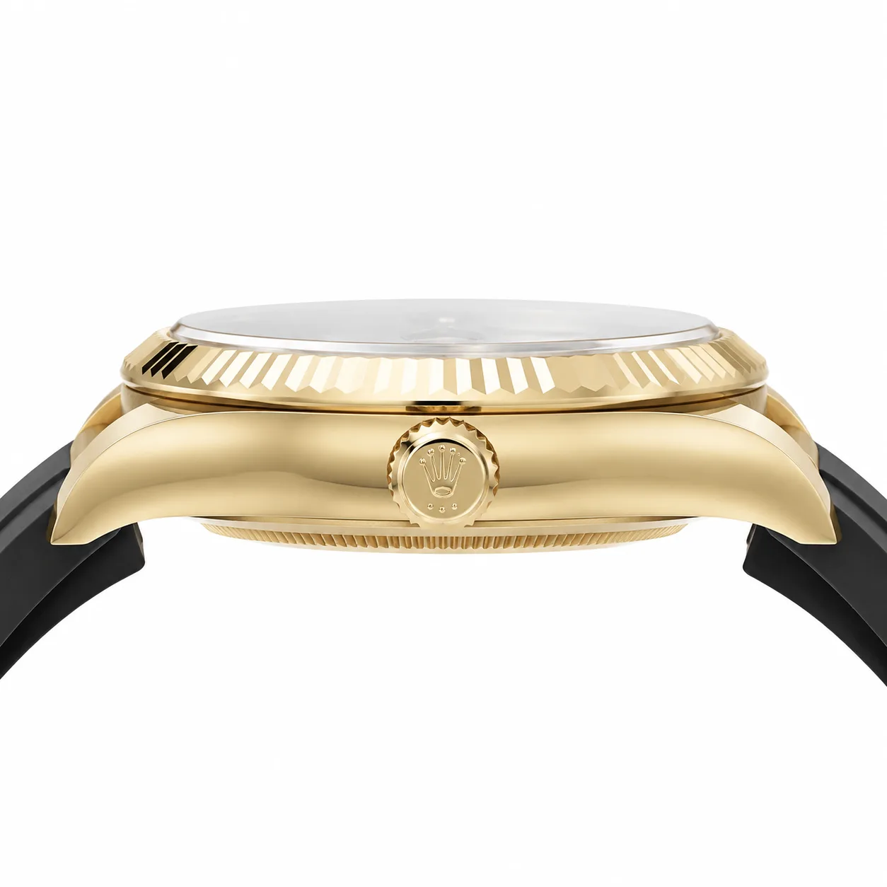Rolex Sky-Dweller m336238-0002 42mm Calibre 9002 White / Fluted Bezel 18K Yellow Gold AI 头图 2 - 侧面细节 [ai-shot:side-detail]