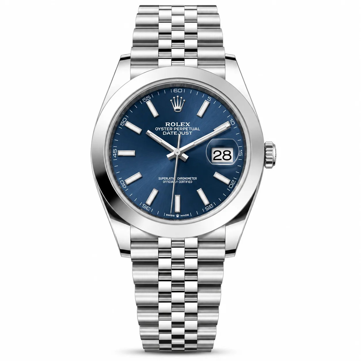Rolex Datejust 126300-0020 41mm Blue Dial Smooth Bezel AI 头图 1 - 白底全貌 [ai-shot:full-white]