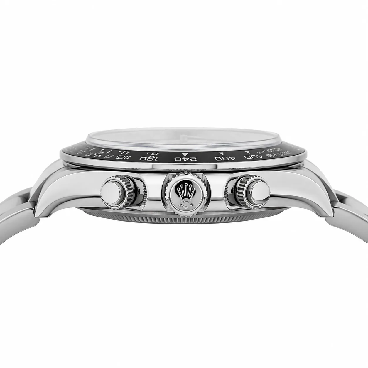 Rolex Cosmograph Daytona m126502-0001 40mm Calibre 4131 Black / Black Cerachrom Bezel 950 Platinum AI 头图 2 - 侧面细节 [ai-shot:side-detail]