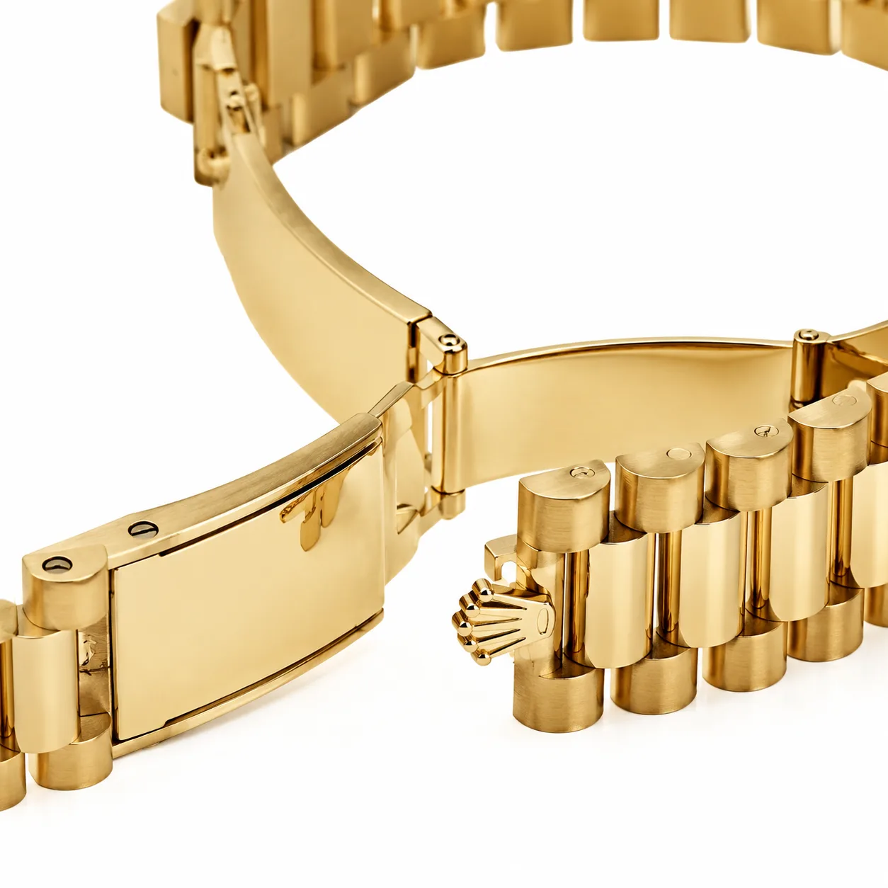 Rolex Day-Date m228348rbr-0043 40mm Calibre 3255 White / Diamond-Set Bezel 18K Yellow Gold AI 头图 3 - 表扣表链 [ai-shot:bracelet-clasp]