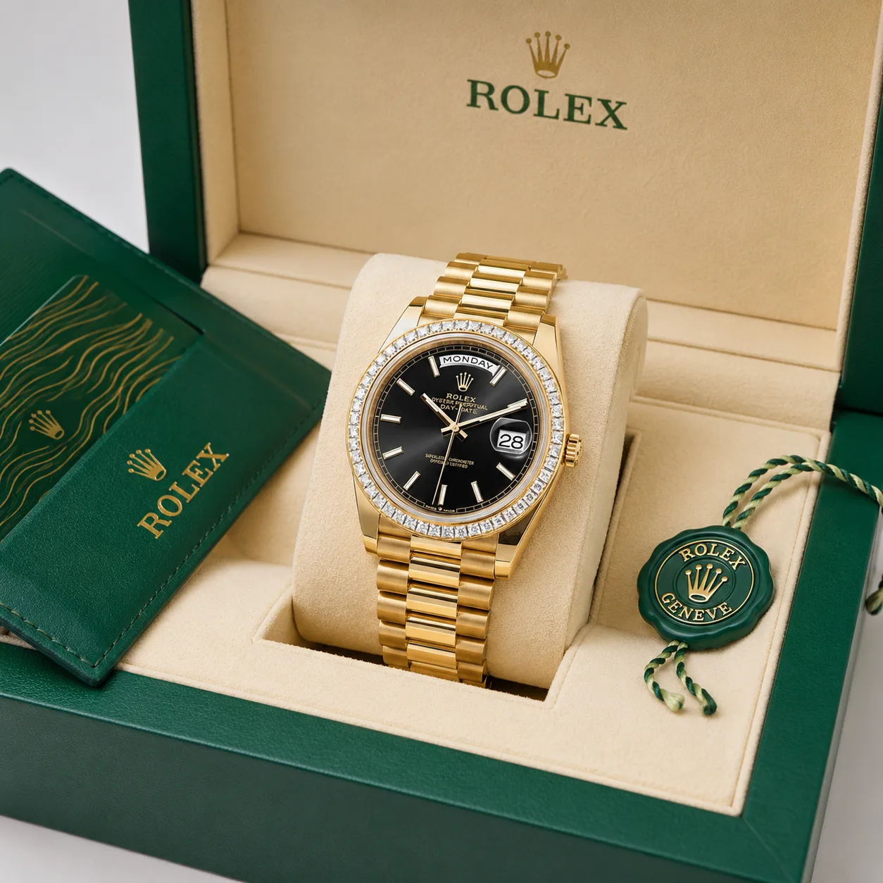 Rolex Day-Date 228398tbr-0041 40mm Cal.3255 18K Yellow Gold AI 头图 5 - 包装盒 [ai-shot:box-shot]