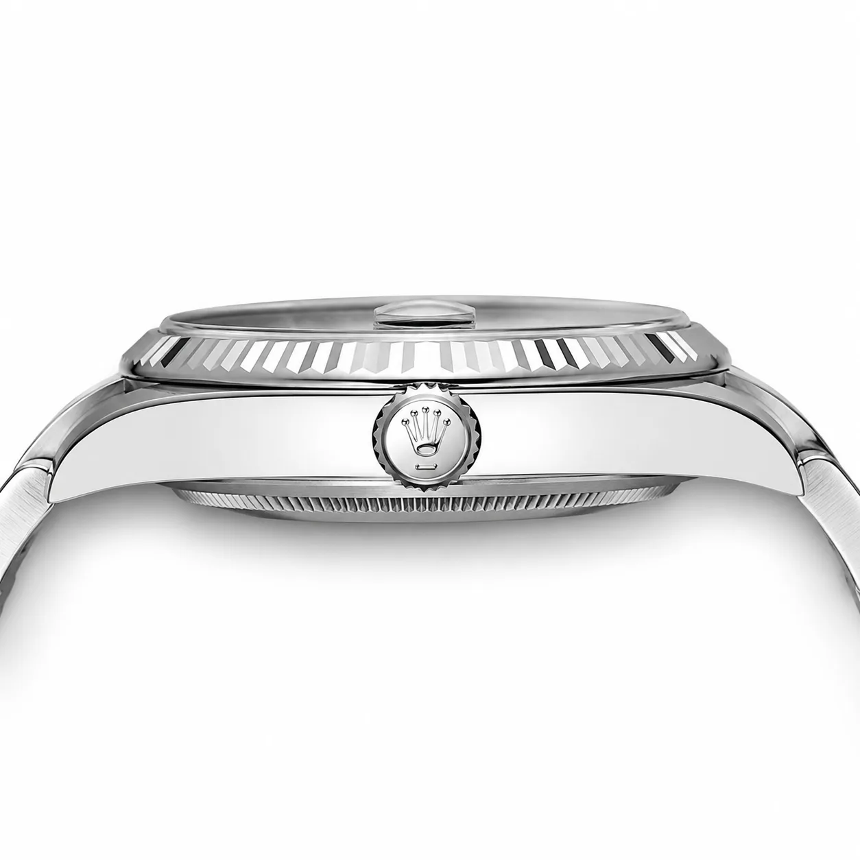 Rolex Datejust 126234-0018 36mm Blue Dial Fluted Bezel 904L Stainless Steel and 18K White Gold AI 头图 2 - 侧面细节 [ai-shot:side-detail]