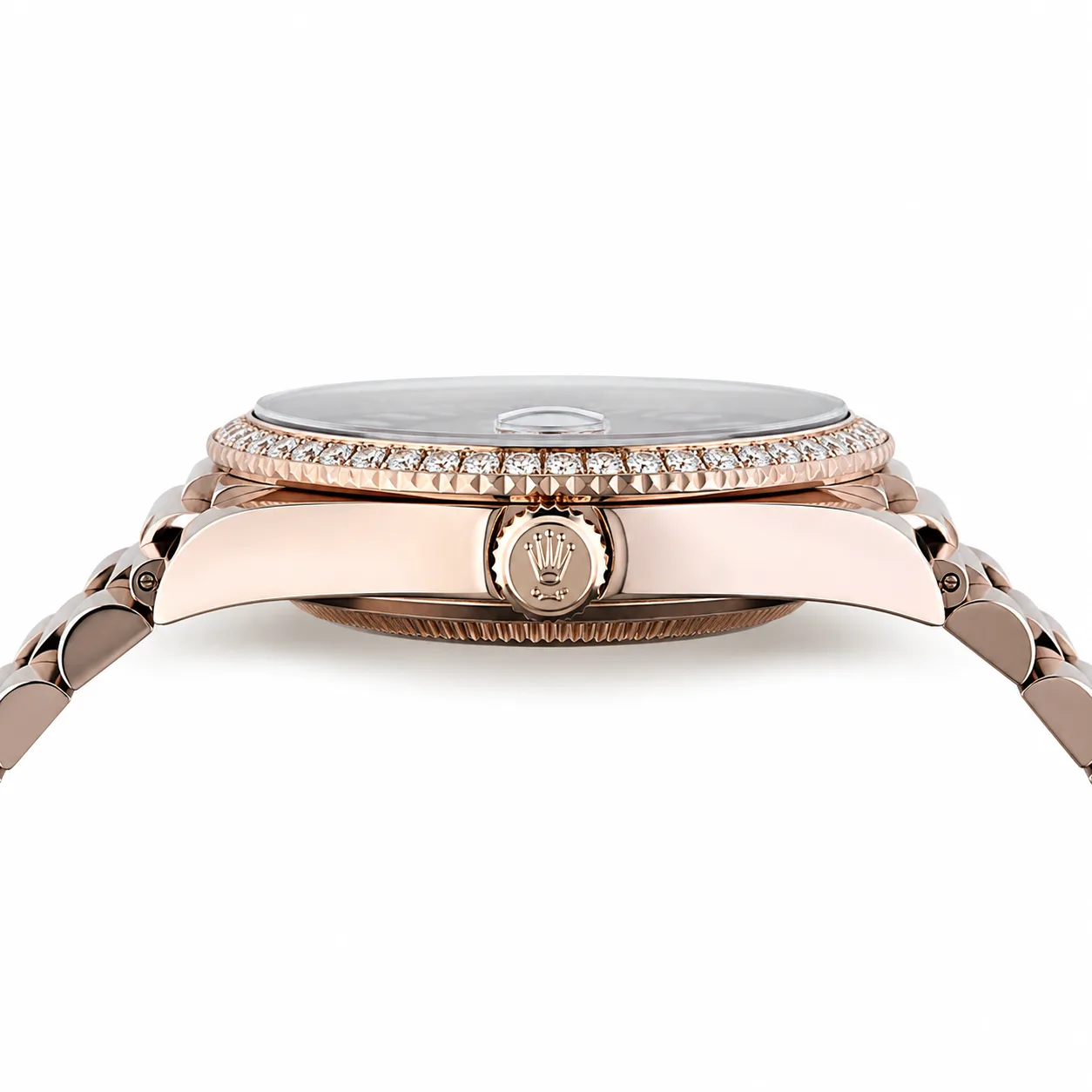 Rolex Day-Date M228345RBR-0006 Cal.3255 Chocolate Dial AI 头图 2 - 侧面细节 [ai-shot:side-detail]