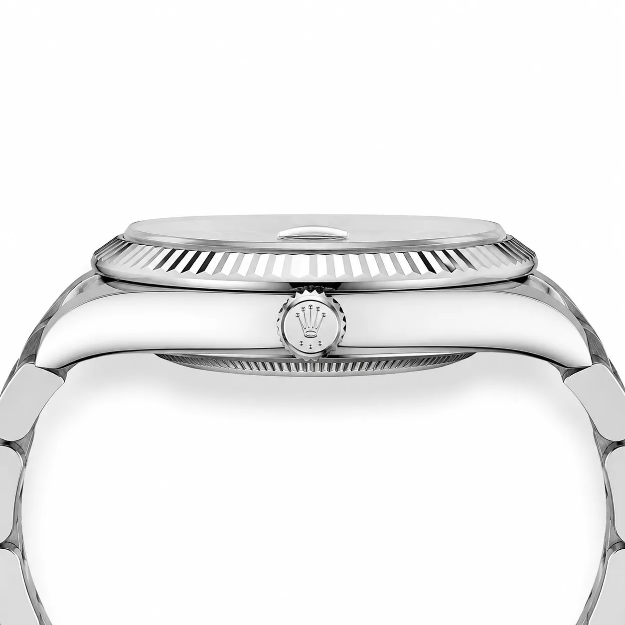 Rolex Datejust m126334-0029 41mm Green Dial Fluted Bezel 904L Stainless Steel and 18K White Gold AI 头图 2 - 侧面细节 [ai-shot:side-detail]