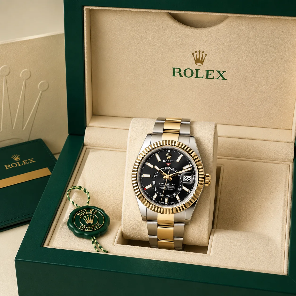 Rolex Yacht-Master m336933-0003 42mm Black Dial 904L Stainless Steel and 18K Yellow Gold AI 头图 5 - 包装盒 [ai-shot:box-shot]