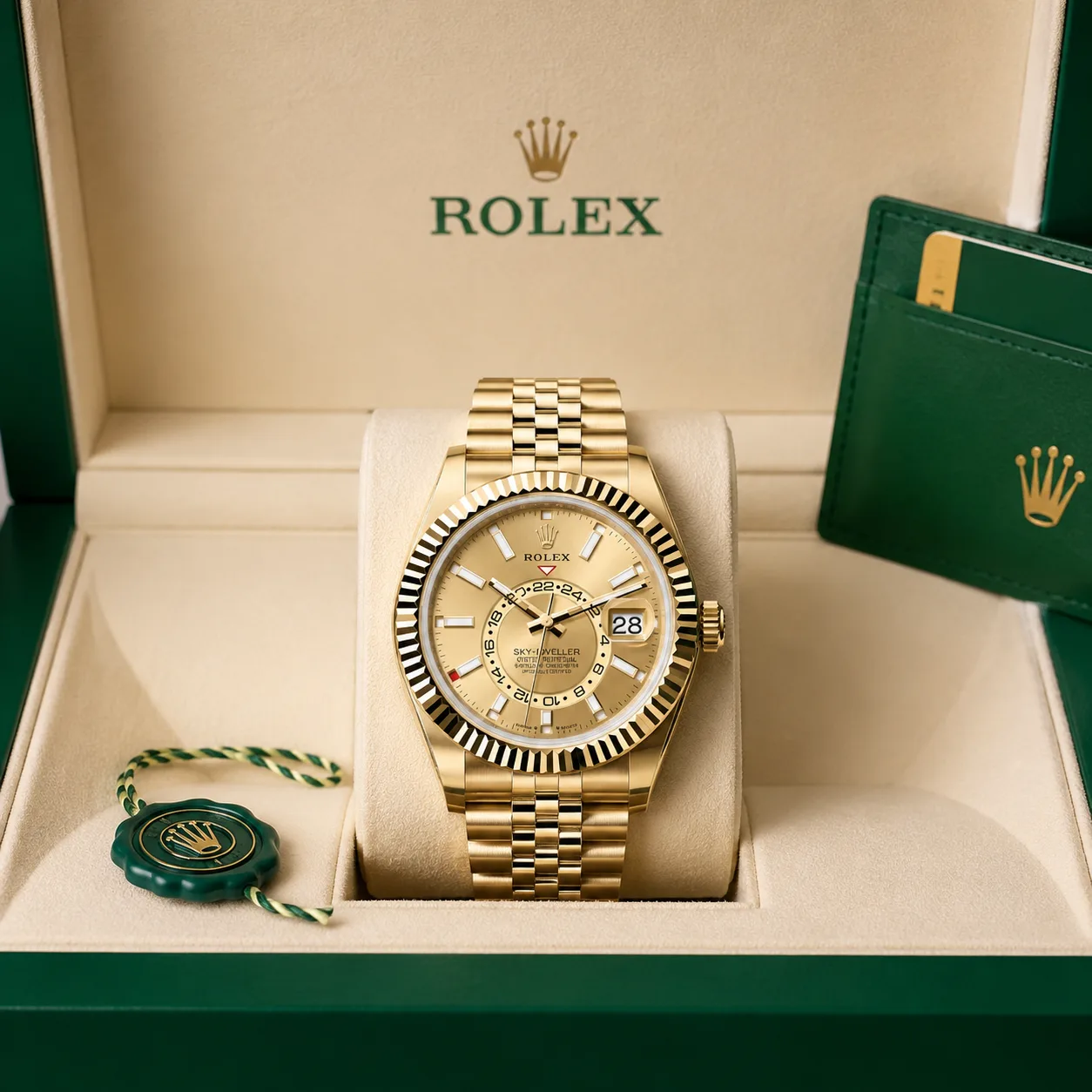 Rolex Sky-Dweller m336938-0004 42mm Cal.9002 18K Yellow Gold AI 头图 5 - 包装盒 [ai-shot:box-shot]