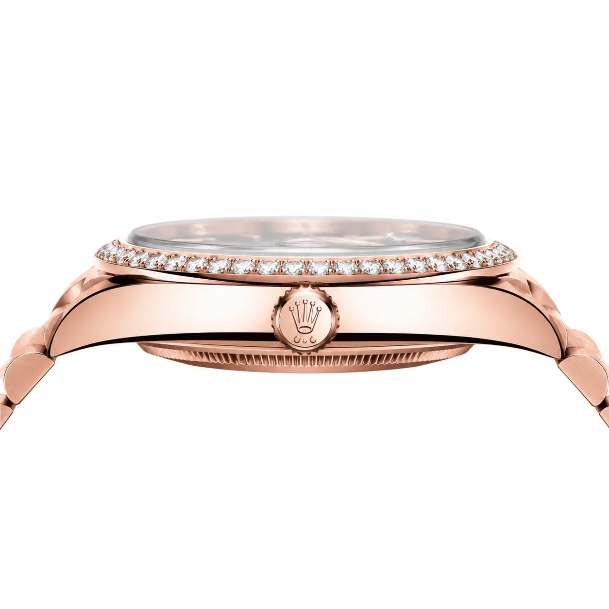 Rolex Day-Date m228345rbr-0025 40mm Blue Dial Diamond-Set Bezel 18K Everose Gold AI 头图 2 - 侧面细节 [ai-shot:side-detail]