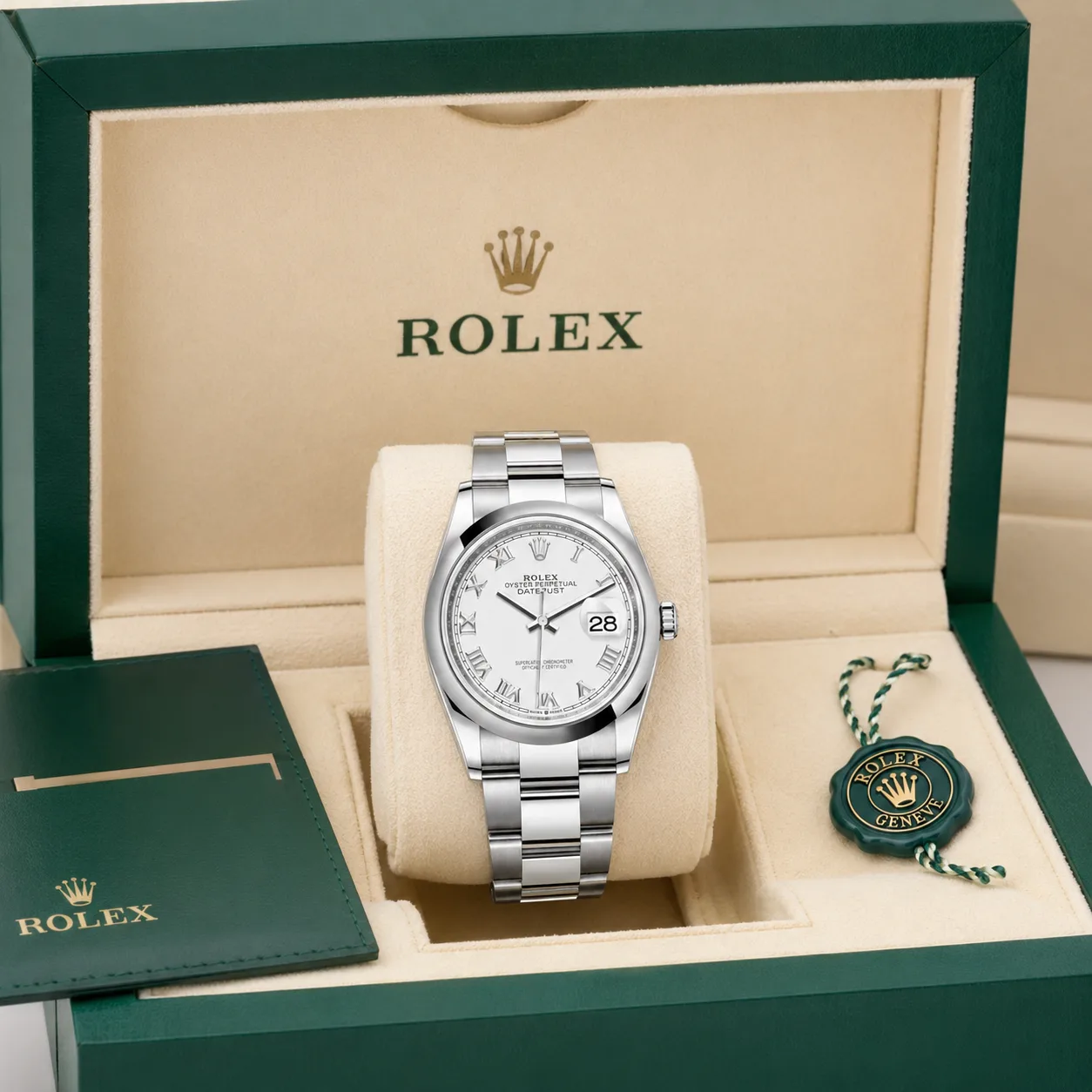Rolex Datejust m126200-0008 36mm Cal.3235 904L Stainless Steel AI 头图 5 - 包装盒 [ai-shot:box-shot]