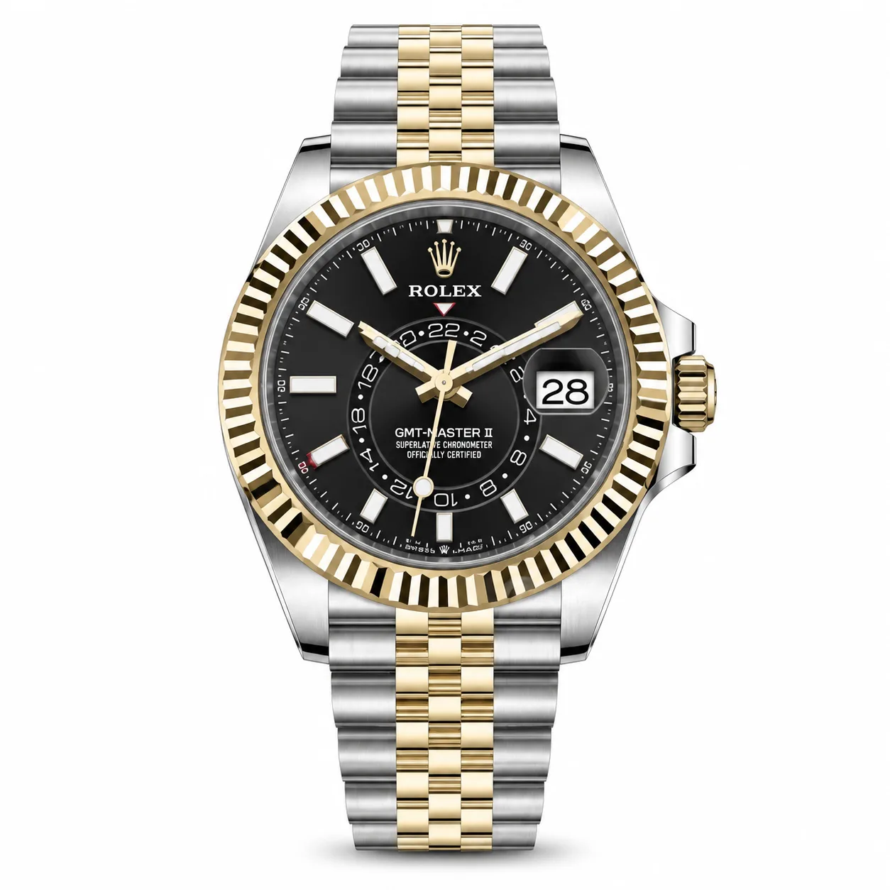 Rolex GMT-Master II m326933-0005 40mm Pepsi Bezel 904L Stainless Steel and 18K Yellow Gold AI 头图 1 - 白底全貌 [ai-shot:full-white]