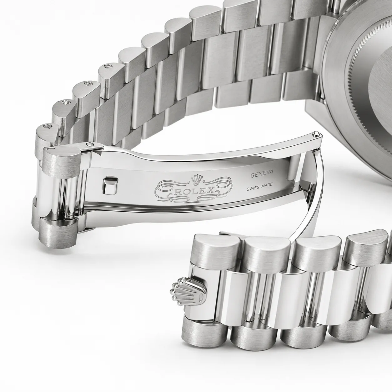 Rolex Day-Date m228236-0003 40mm Black Dial Fluted Bezel 950 Platinum AI 头图 3 - 表扣表链 [ai-shot:bracelet-clasp]