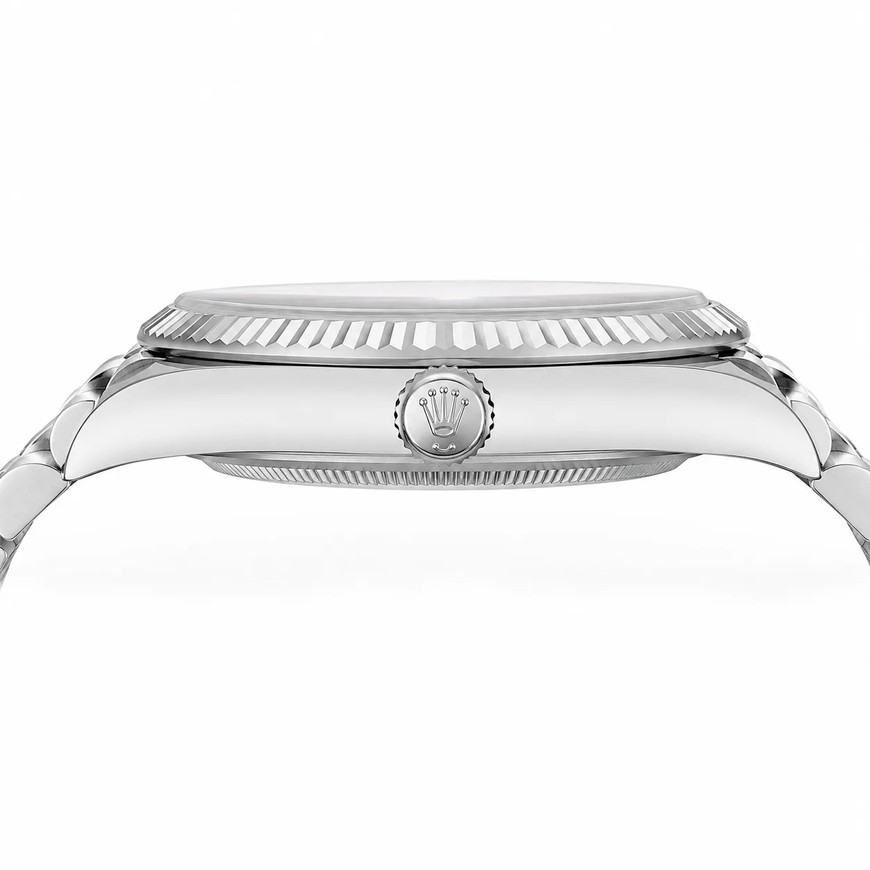 Rolex Day-Date m228236-0003 40mm Black Dial Fluted Bezel 950 Platinum AI 头图 2 - 侧面细节 [ai-shot:side-detail]