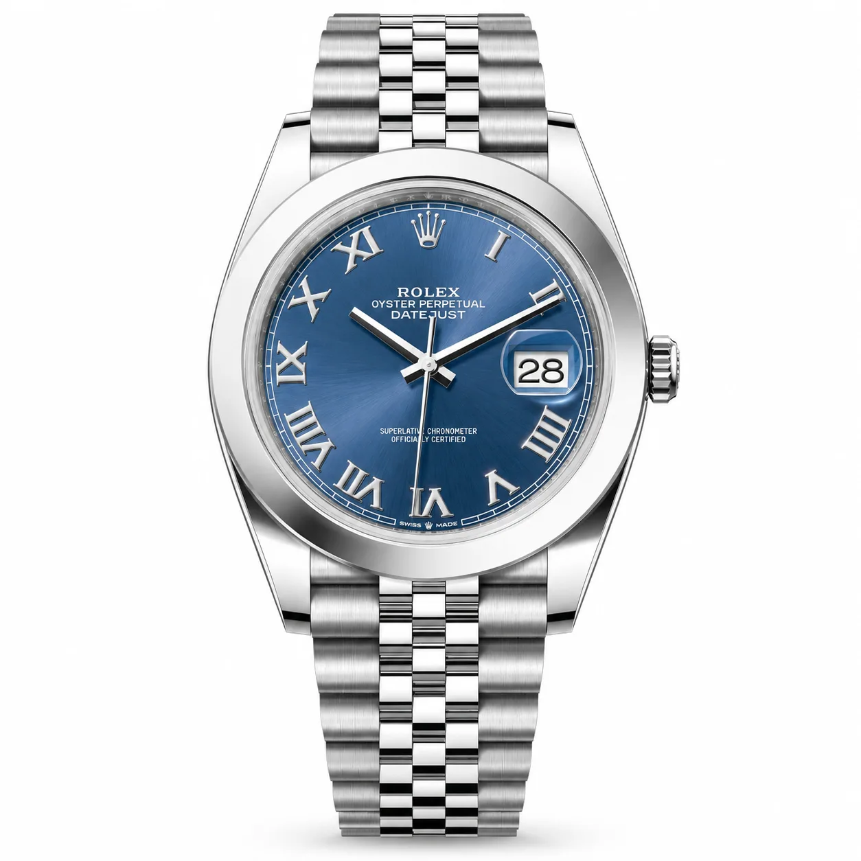 Rolex Datejust m126300-0018 41mm Blue Dial Smooth Bezel AI 头图 1 - 白底全貌 [ai-shot:full-white]