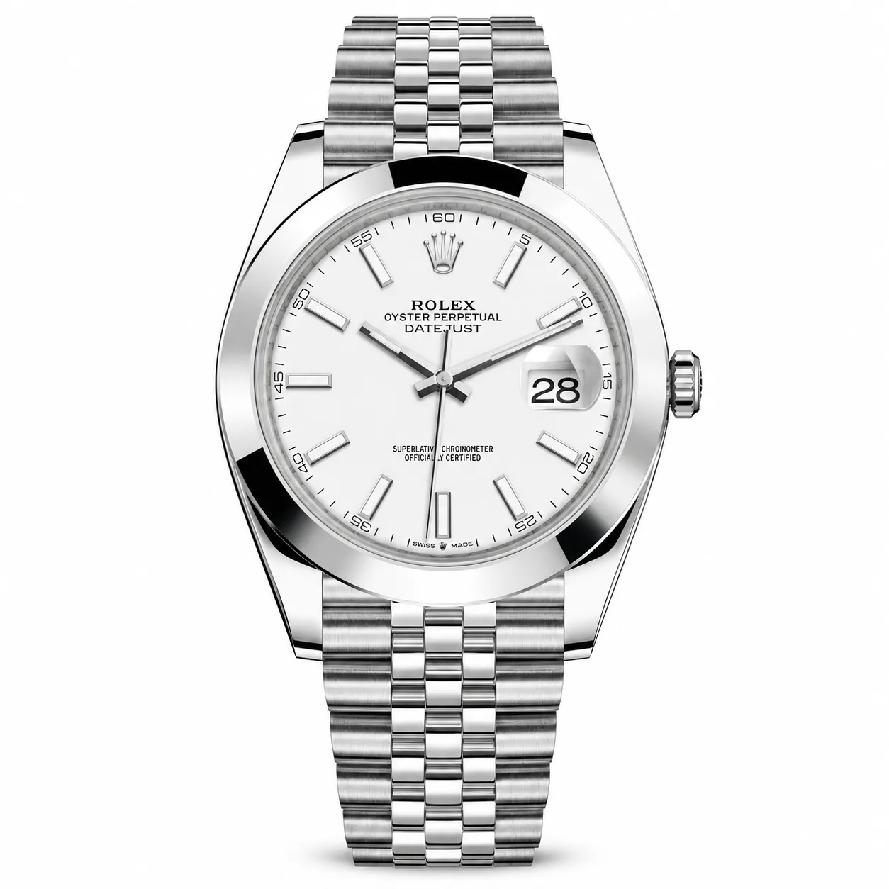 Rolex Datejust m126300-0006 41mm Cal.3235 904L Stainless Steel AI 头图 1 - 白底全貌 [ai-shot:full-white]