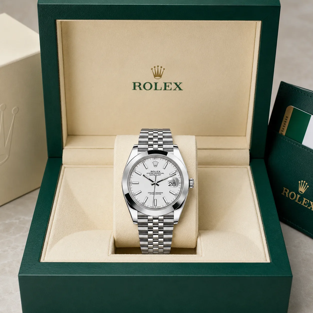 Rolex Datejust m126300-0006 41mm Cal.3235 904L Stainless Steel AI 头图 5 - 包装盒 [ai-shot:box-shot]