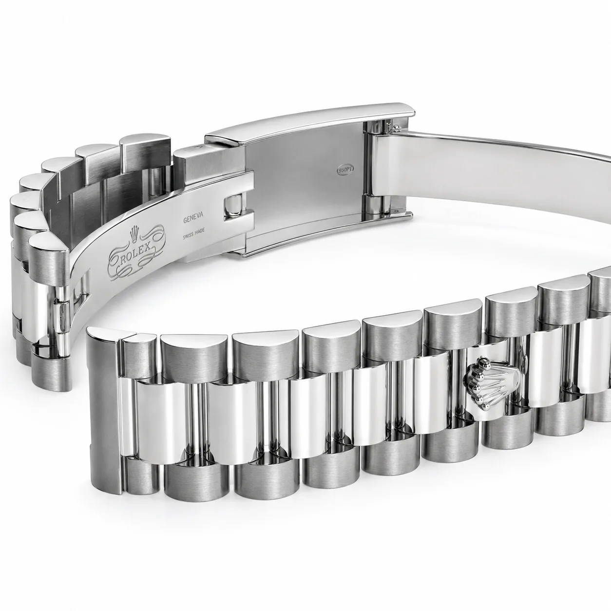 Rolex Day-Date m228236-0010 40mm Silver Dial Fluted Bezel 950 Platinum AI 头图 3 - 表扣表链 [ai-shot:bracelet-clasp]