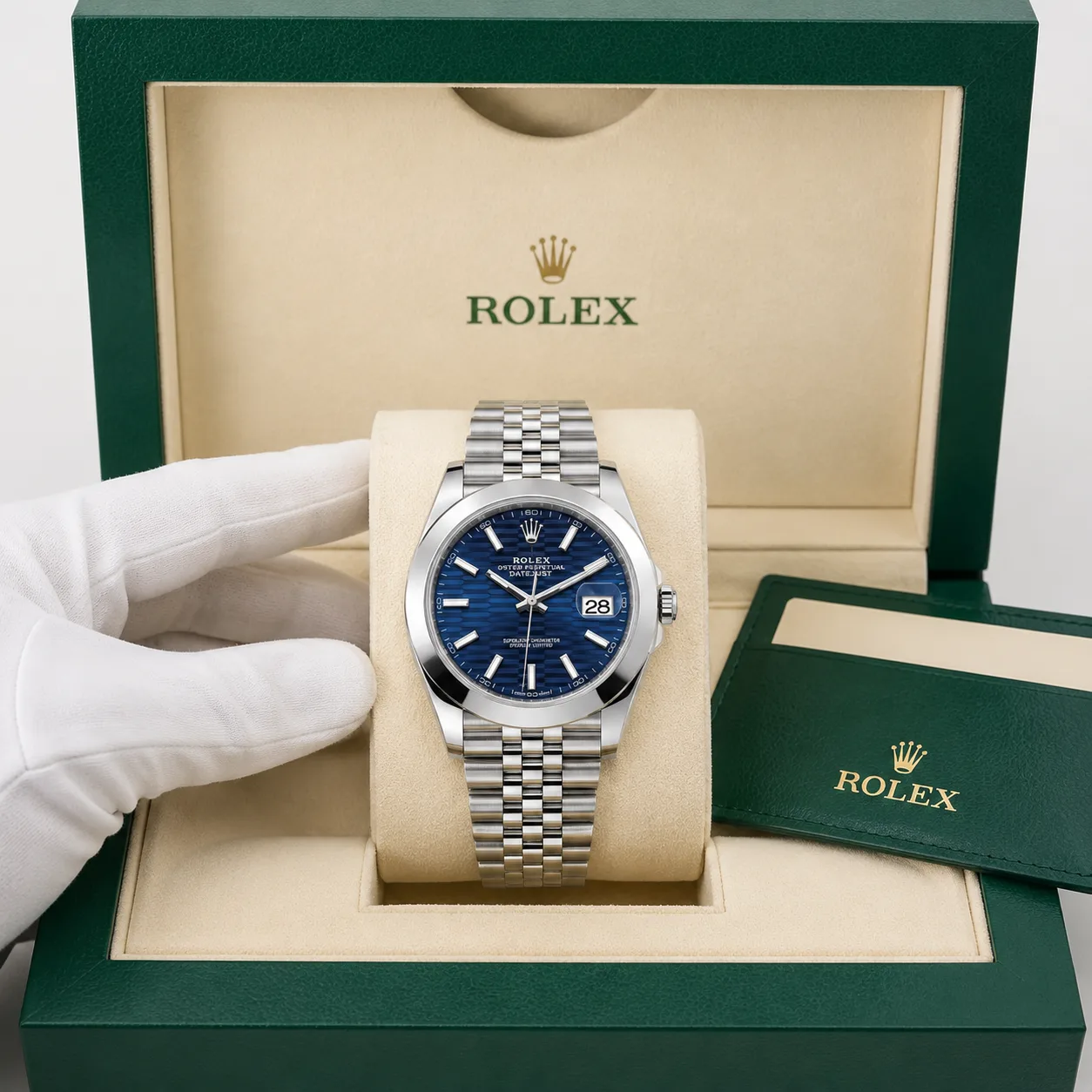 Rolex Datejust m126300-0024 41mm Blue Dial Smooth Bezel AI 头图 5 - 包装盒 [ai-shot:box-shot]