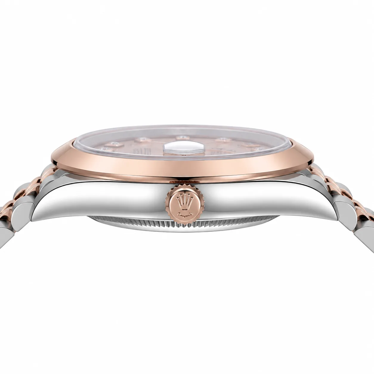 Rolex Datejust m126301-0008 41mm Cal.3235 904L Stainless Steel and 18K Everose Gold AI 头图 2 - 侧面细节 [ai-shot:side-detail]