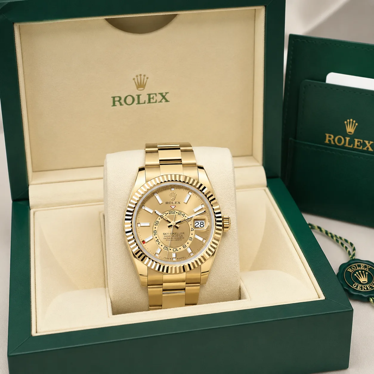 Rolex Sky-Dweller m336938-0001 42mm Cal.9002 18K Yellow Gold AI 头图 5 - 包装盒 [ai-shot:box-shot]