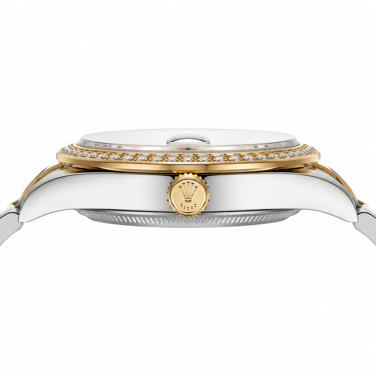 Rolex Datejust m126303-0011 41mm Champagne Dial Diamond-Set Bezel 904L Stainless Steel and 18K Yellow Gold AI 头图 2 - 侧面细节 [ai-shot:side-detail]