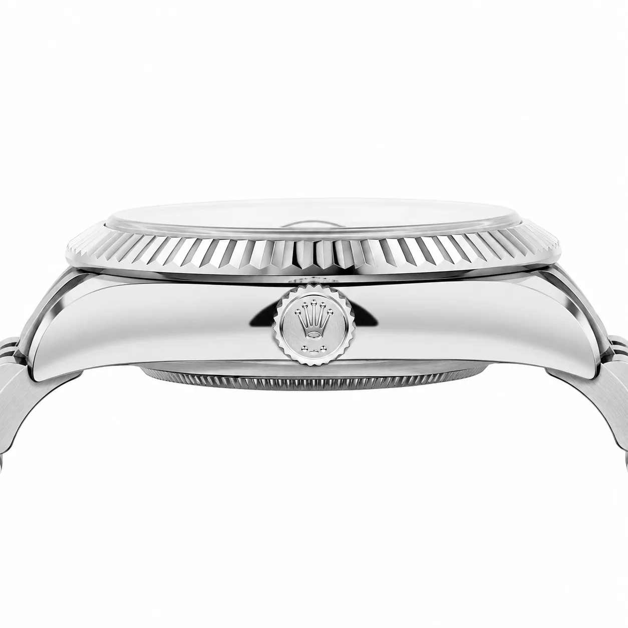 Rolex Sky-Dweller m326934-0002 42mm White Dial Fluted Bezel 904L Stainless Steel and 18K White Gold AI 头图 2 - 侧面细节 [ai-shot:side-detail]