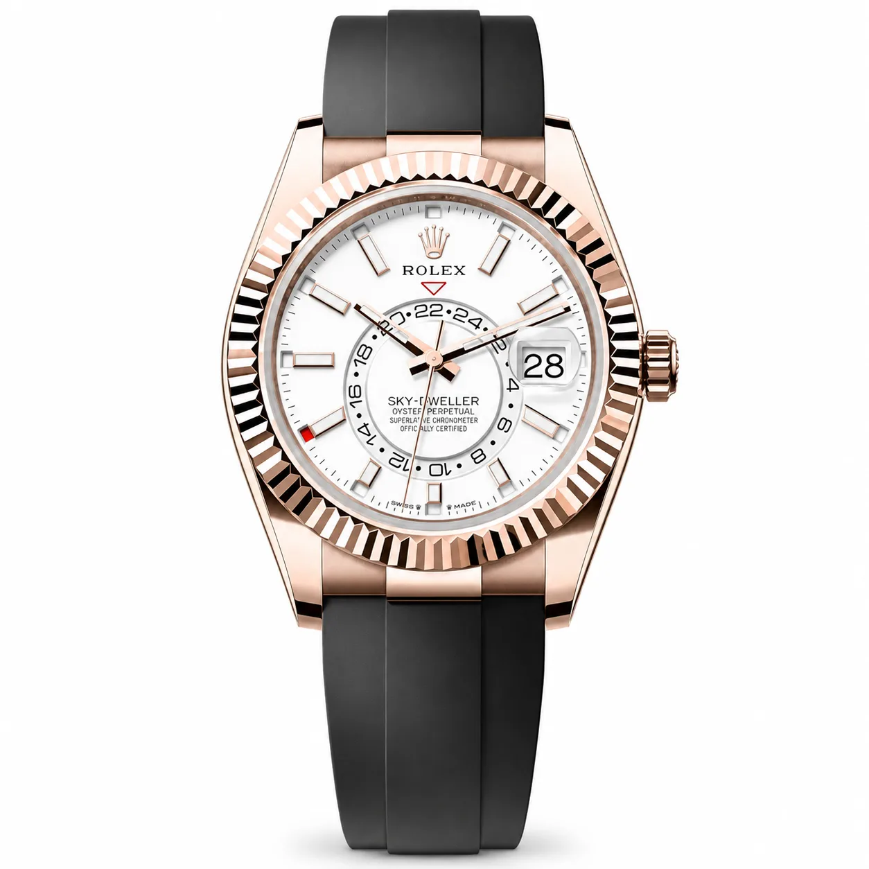 Rolex Sky-Dweller m336235-0003 42mm Cal.9002 18K Everose Gold AI 头图 1 - 白底全貌 [ai-shot:full-white]