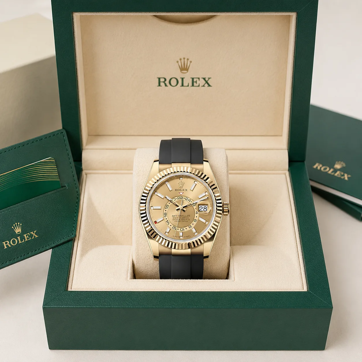 Rolex Sky-Dweller m336238-0001 42mm Cal.9002 18K Yellow Gold AI 头图 5 - 包装盒 [ai-shot:box-shot]