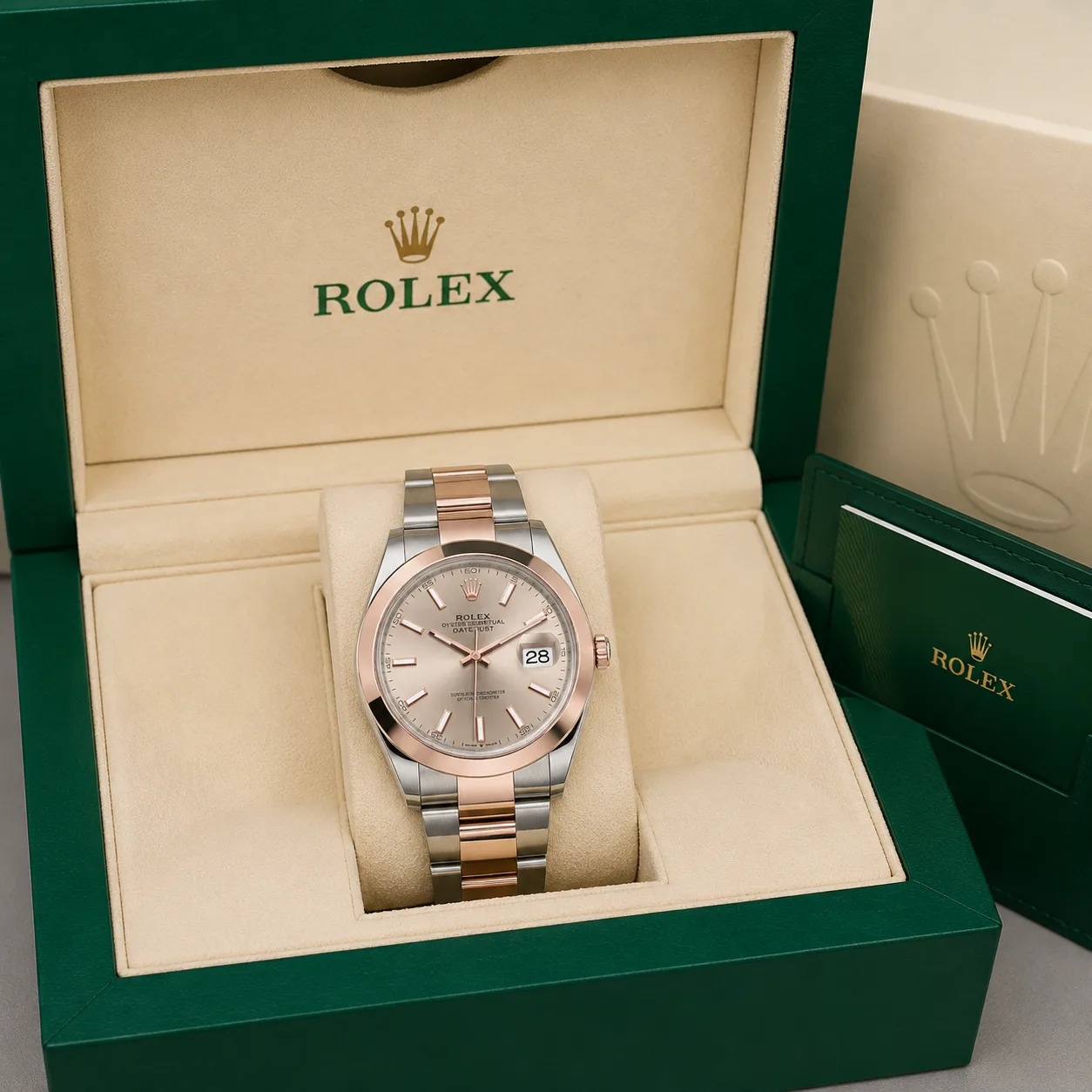 Rolex Datejust m126301-0009 41mm Cal.3235 904L Stainless Steel and 18K Everose Gold AI 头图 5 - 包装盒 [ai-shot:box-shot]