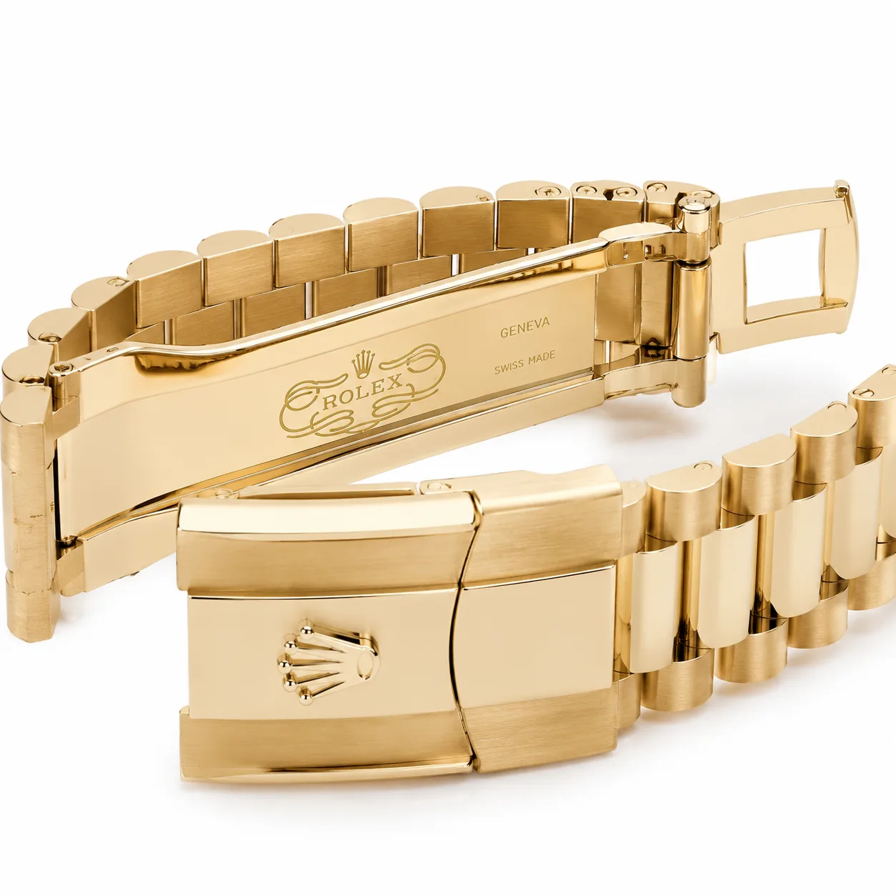 Rolex Day-Date m228348rbr-0046 40mm White Dial Diamond-Set Bezel 18K Yellow Gold AI 头图 3 - 表扣表链 [ai-shot:bracelet-clasp]