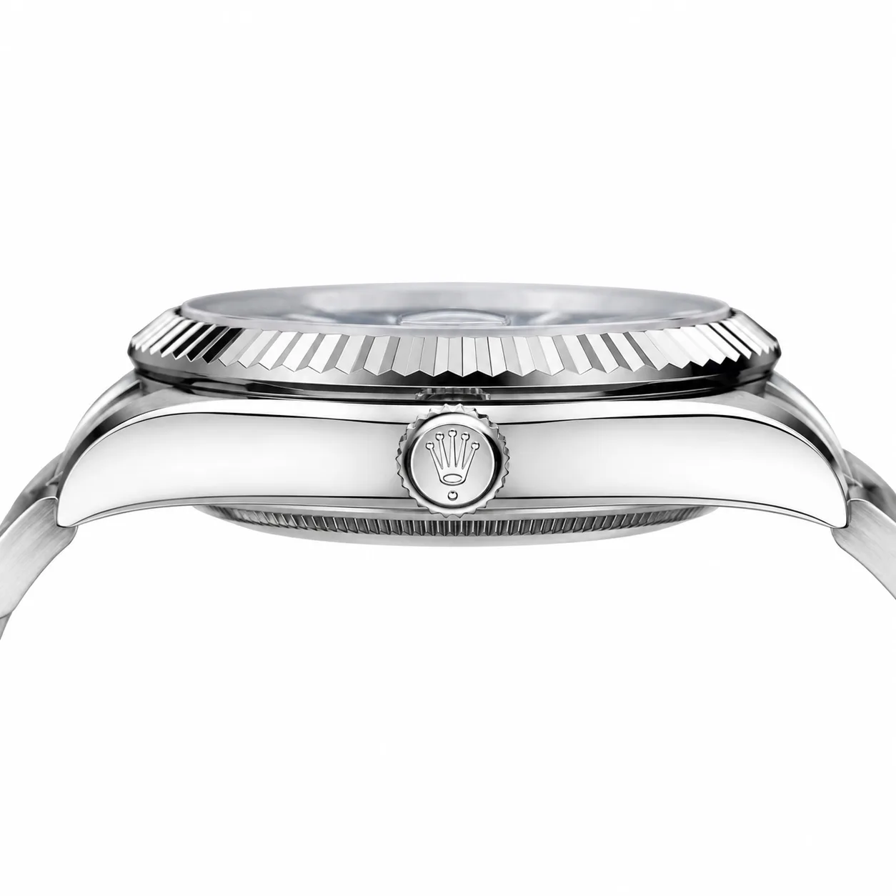 Rolex Sky-Dweller m326934-0006 42mm Blue Dial Fluted Bezel 904L Stainless Steel and 18K White Gold AI 头图 2 - 侧面细节 [ai-shot:side-detail]