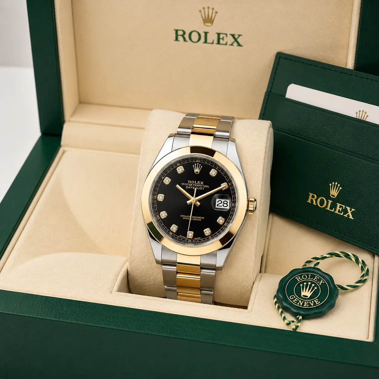Rolex Datejust m126303-0005 41mm Cal.3235 904L Stainless Steel and 18K Yellow Gold AI 头图 5 - 包装盒 [ai-shot:box-shot]