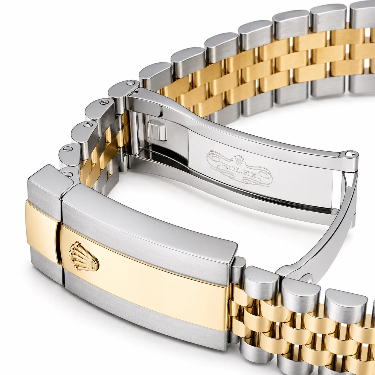 Rolex Sky-Dweller m336933-0002 42mm White Dial Fluted Bezel 904L Stainless Steel and 18K Yellow Gold AI 头图 3 - 表扣表链 [ai-shot:bracelet-clasp]