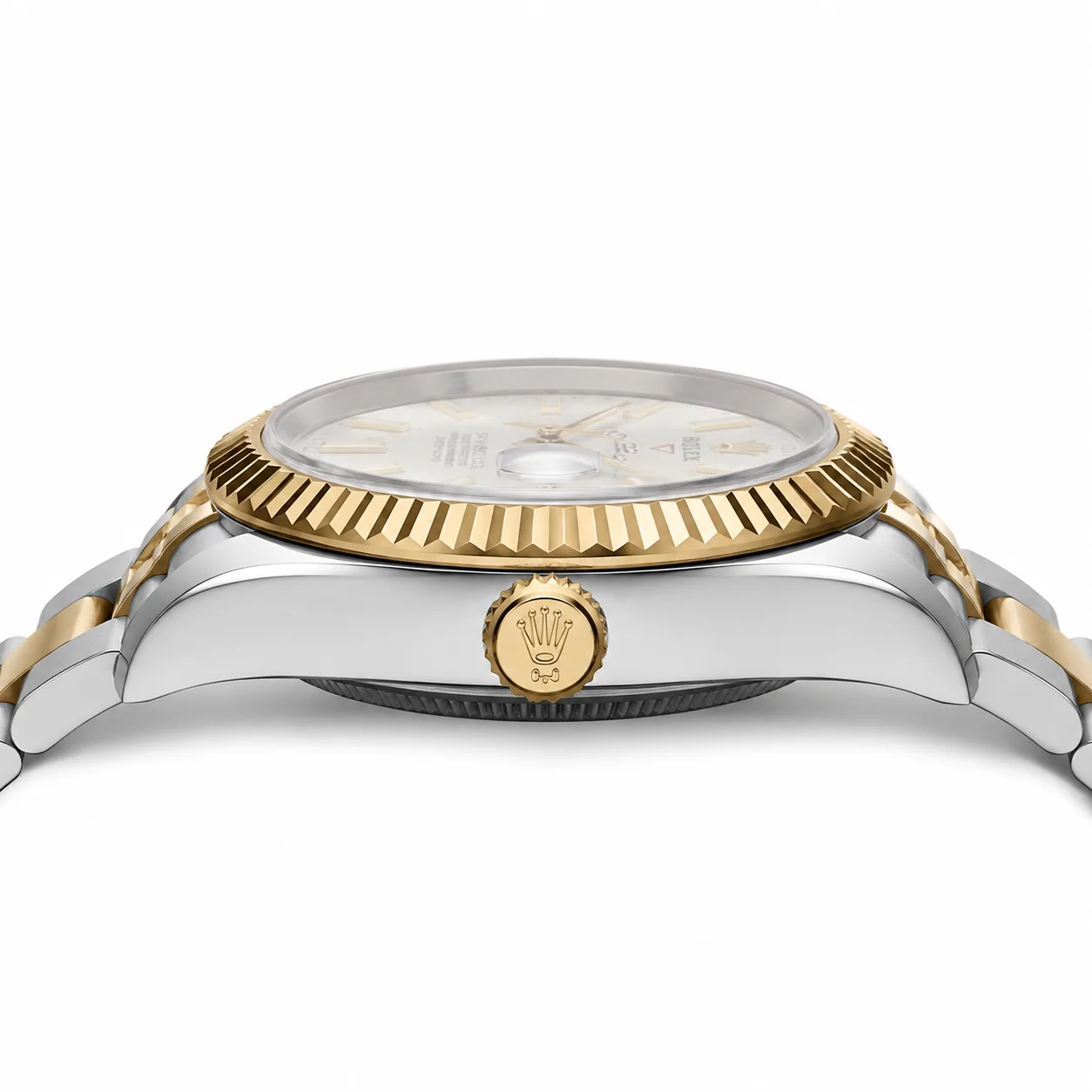 Rolex Sky-Dweller m326933-0010 42mm Cal.9001 904L Stainless Steel and 18K Everose Gold AI 头图 2 - 侧面细节 [ai-shot:side-detail]