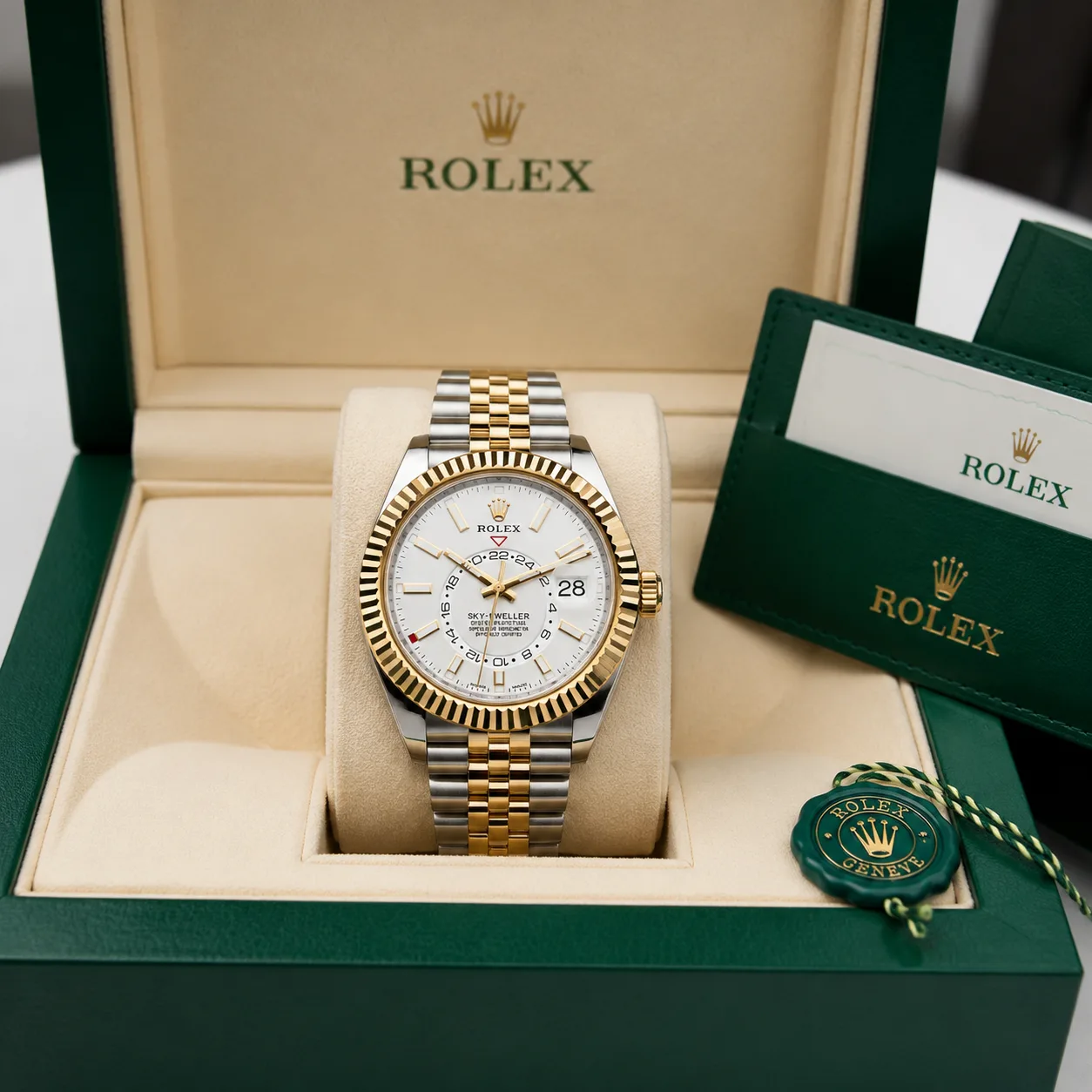 Rolex Sky-Dweller m326933-0010 42mm Cal.9001 904L Stainless Steel and 18K Everose Gold AI 头图 5 - 包装盒 [ai-shot:box-shot]