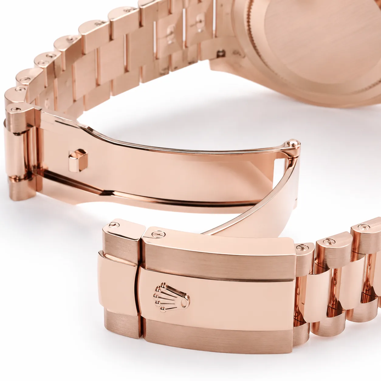 Rolex Day-Date m228345rbr-0007 40mm Cal.3255 18K Everose Gold AI 头图 3 - 表扣表链 [ai-shot:bracelet-clasp]