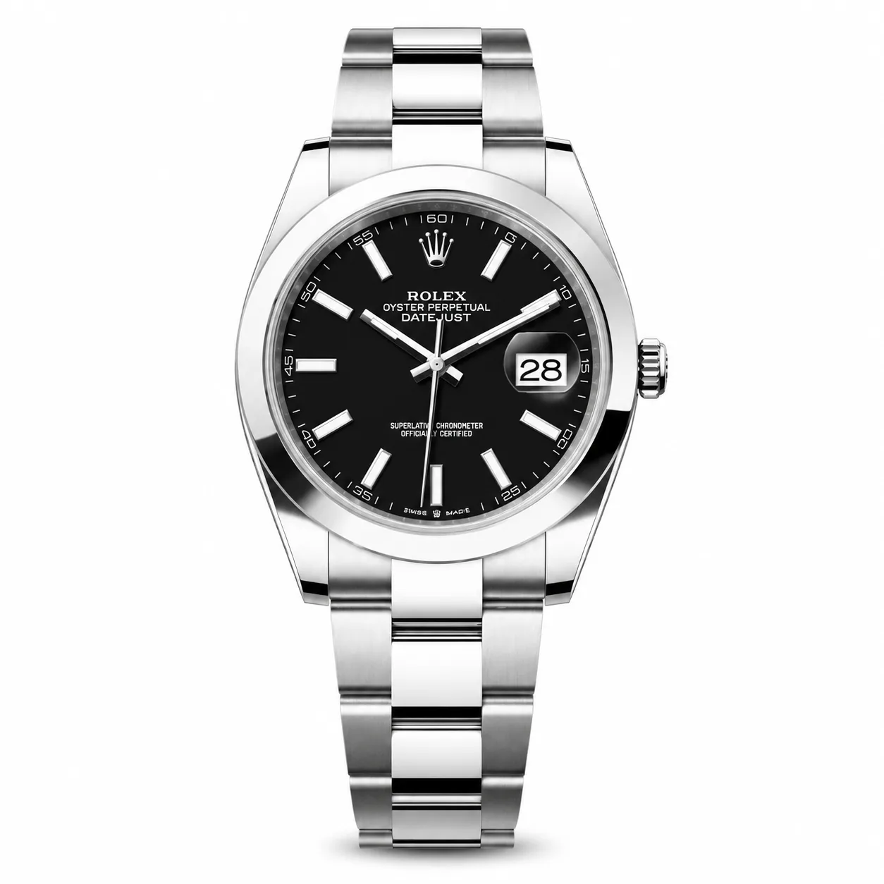 Rolex Datejust m126300-0021 41mm Black Dial Smooth Bezel AI 头图 1 - 白底全貌 [ai-shot:full-white]