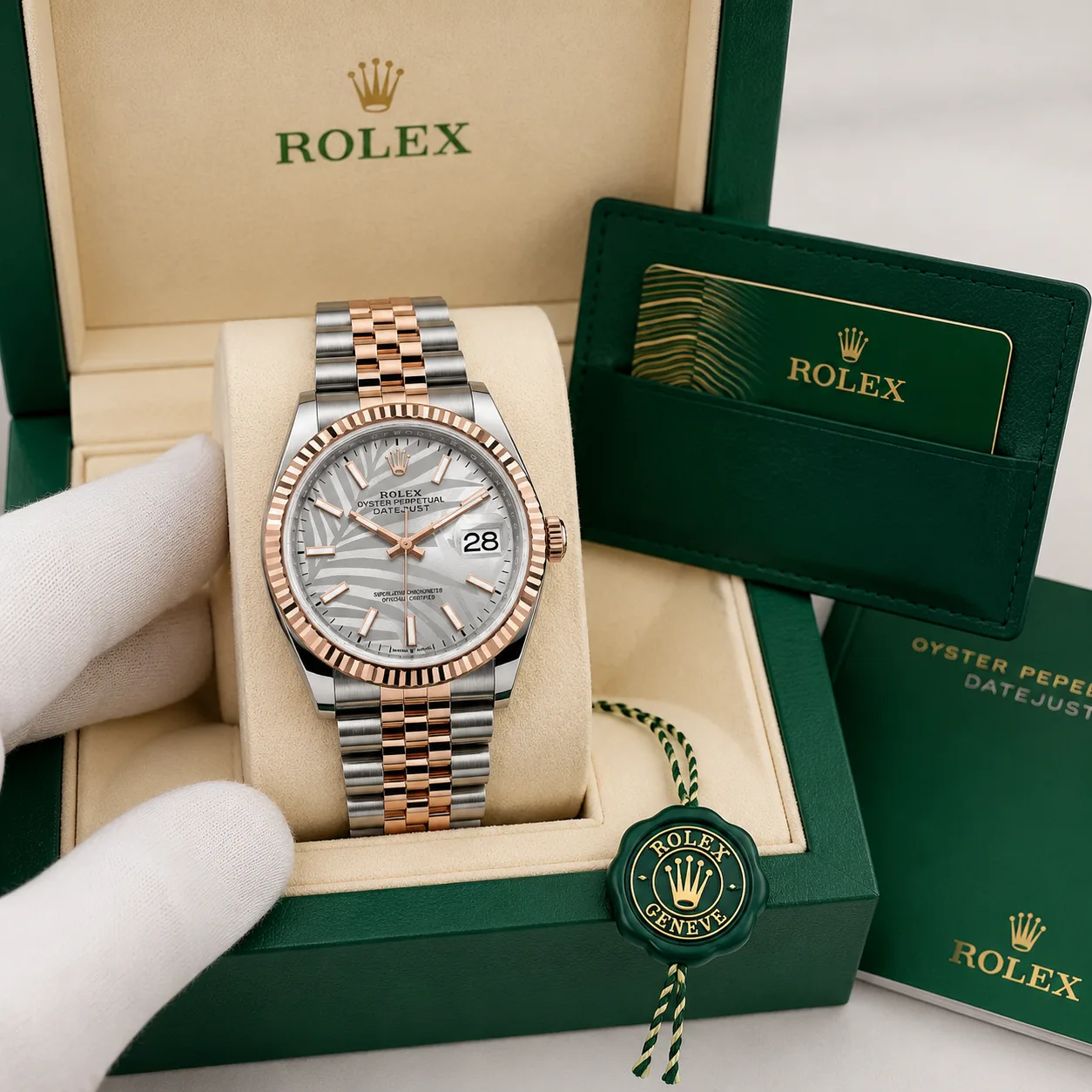 Rolex Datejust m126231-0031 36mm Cal.3235 904L Stainless Steel and 18K Everose Gold AI 头图 5 - 包装盒 [ai-shot:box-shot]