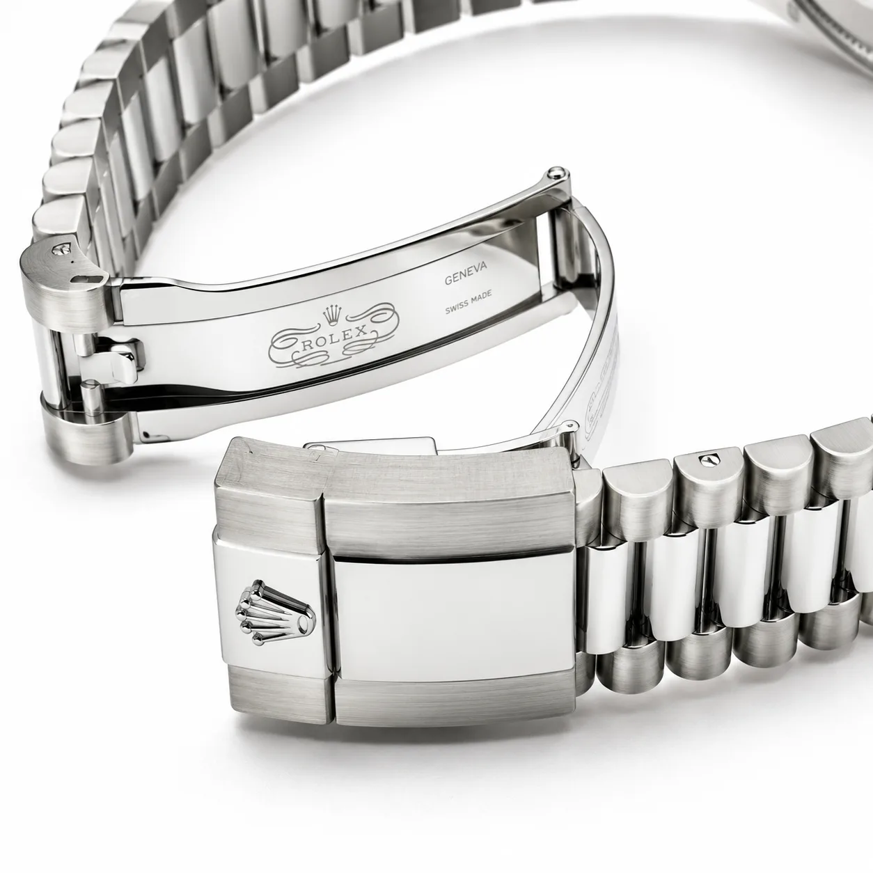 Rolex Day-Date m228239-0049 40mm Silver Dial Fluted Bezel 18K White Gold AI 头图 3 - 表扣表链 [ai-shot:bracelet-clasp]
