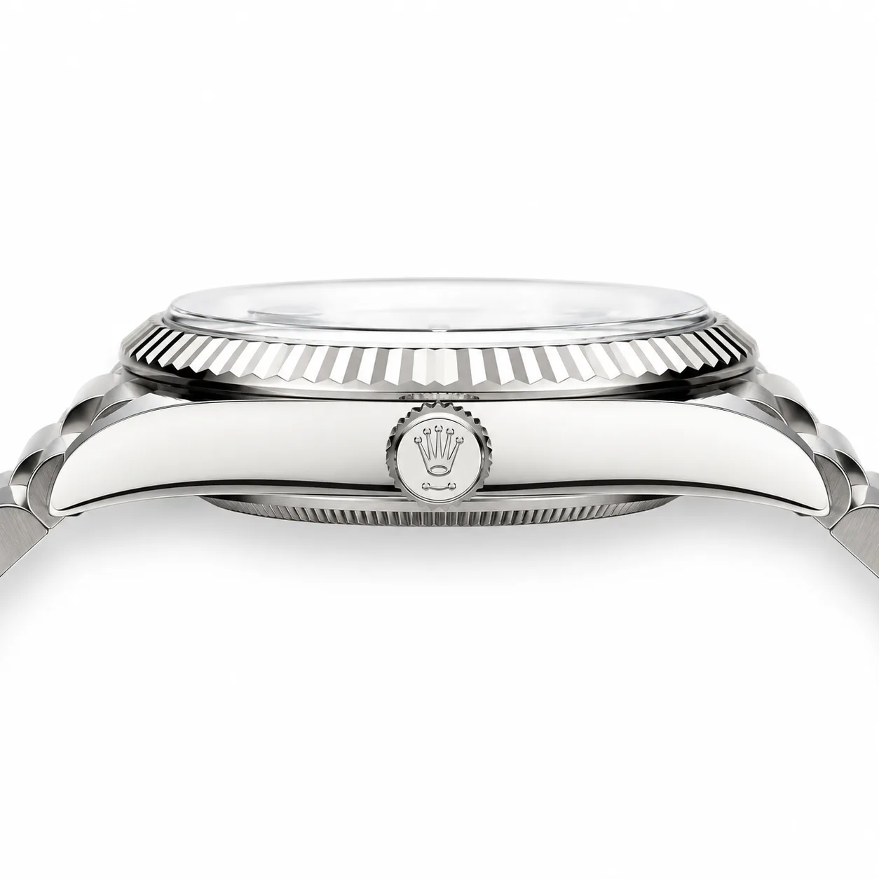 Rolex Day-Date m228239-0049 40mm Silver Dial Fluted Bezel 18K White Gold AI 头图 2 - 侧面细节 [ai-shot:side-detail]