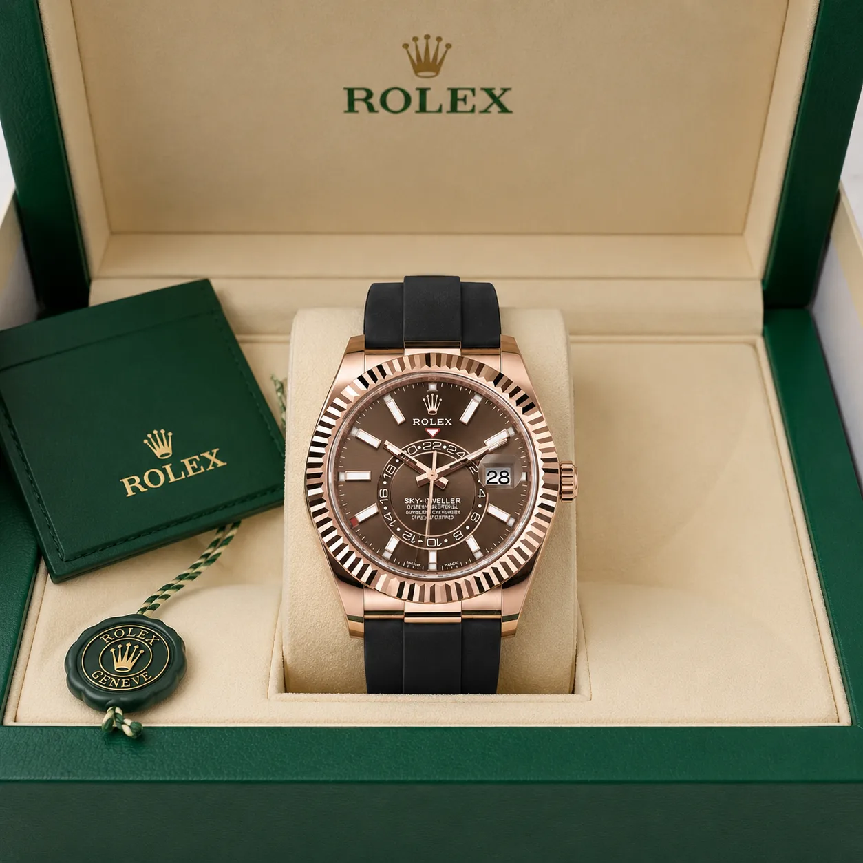 Rolex Sky-Dweller m326235-0005 42mm Cal.9001 18K Everose Gold AI 头图 5 - 包装盒 [ai-shot:box-shot]