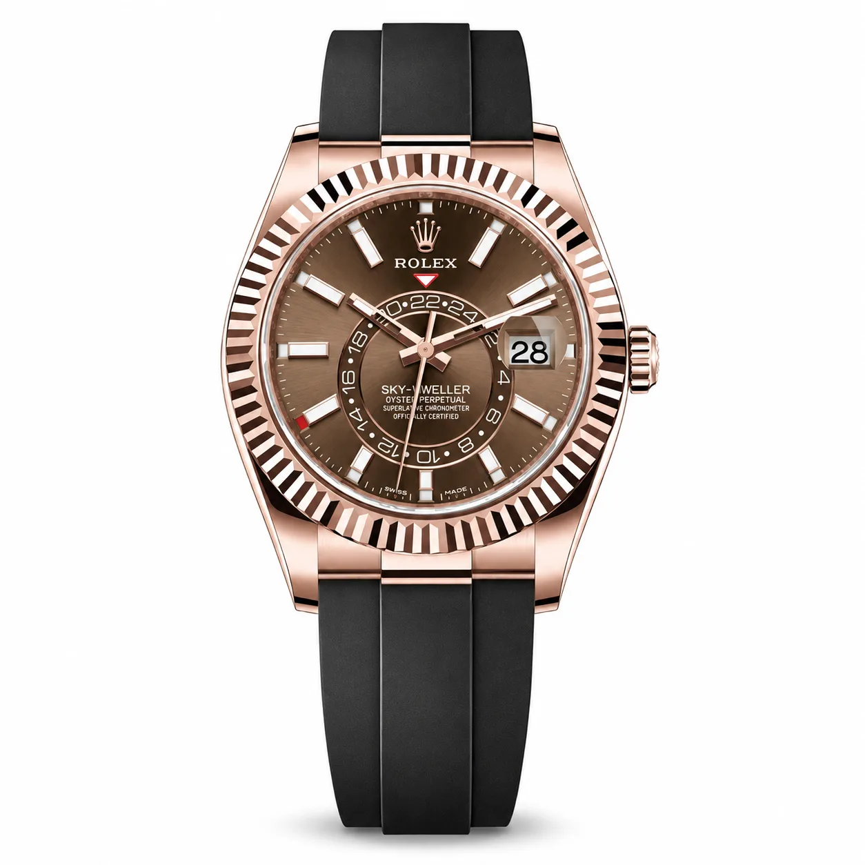 Rolex Sky-Dweller m326235-0005 42mm Cal.9001 18K Everose Gold AI 头图 1 - 白底全貌 [ai-shot:full-white]