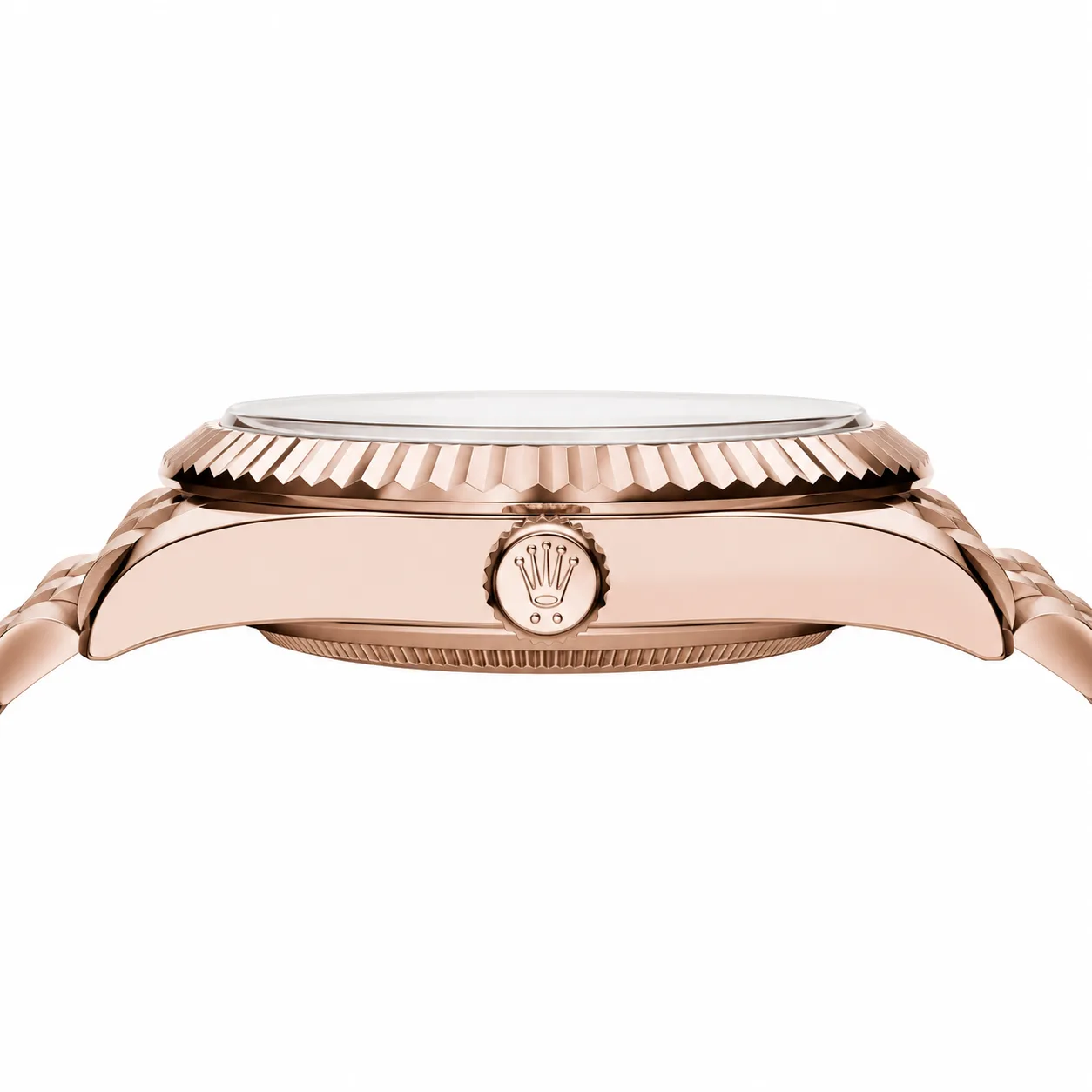Rolex Sky-Dweller m336935-0007 42mm White Dial Fluted Bezel 18K Everose Gold AI 头图 2 - 侧面细节 [ai-shot:side-detail]