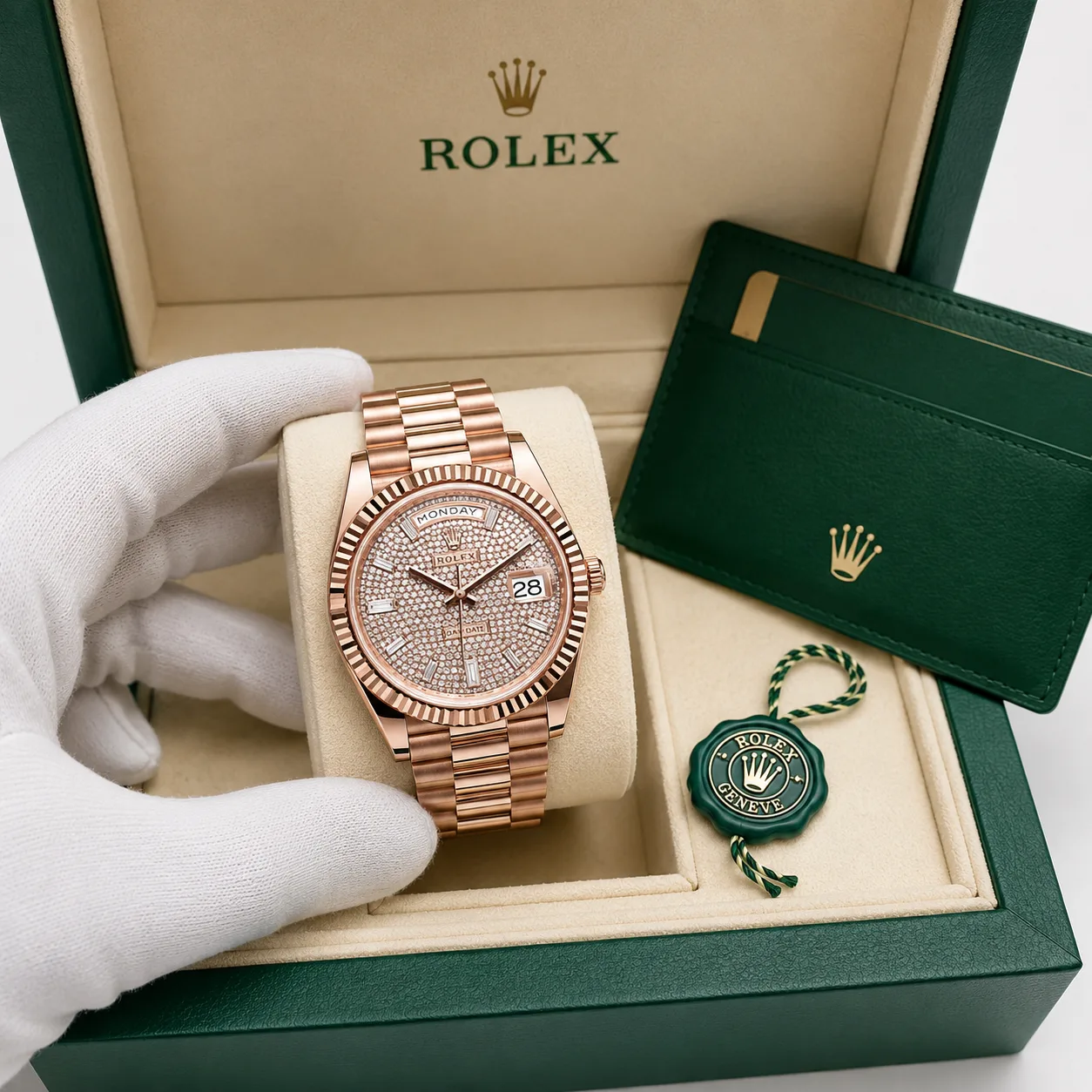 Rolex Day-Date m228235-0036 40mm Cal.3255 18K Everose Gold AI 头图 5 - 包装盒 [ai-shot:box-shot]