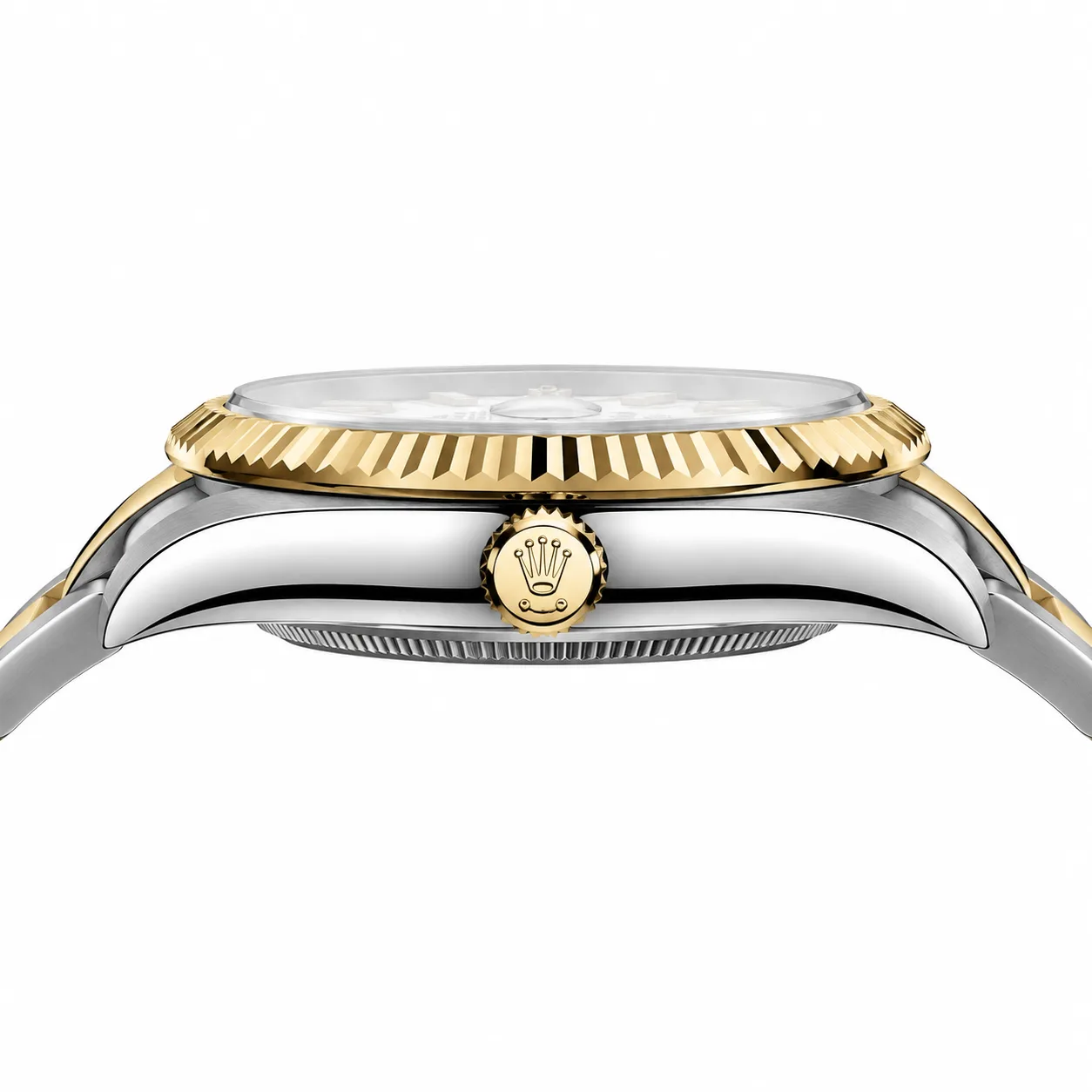 Rolex Sky-Dweller m336933-0005 42mm Cal.9002 904L Stainless Steel and 18K Yellow Gold AI 头图 2 - 侧面细节 [ai-shot:side-detail]