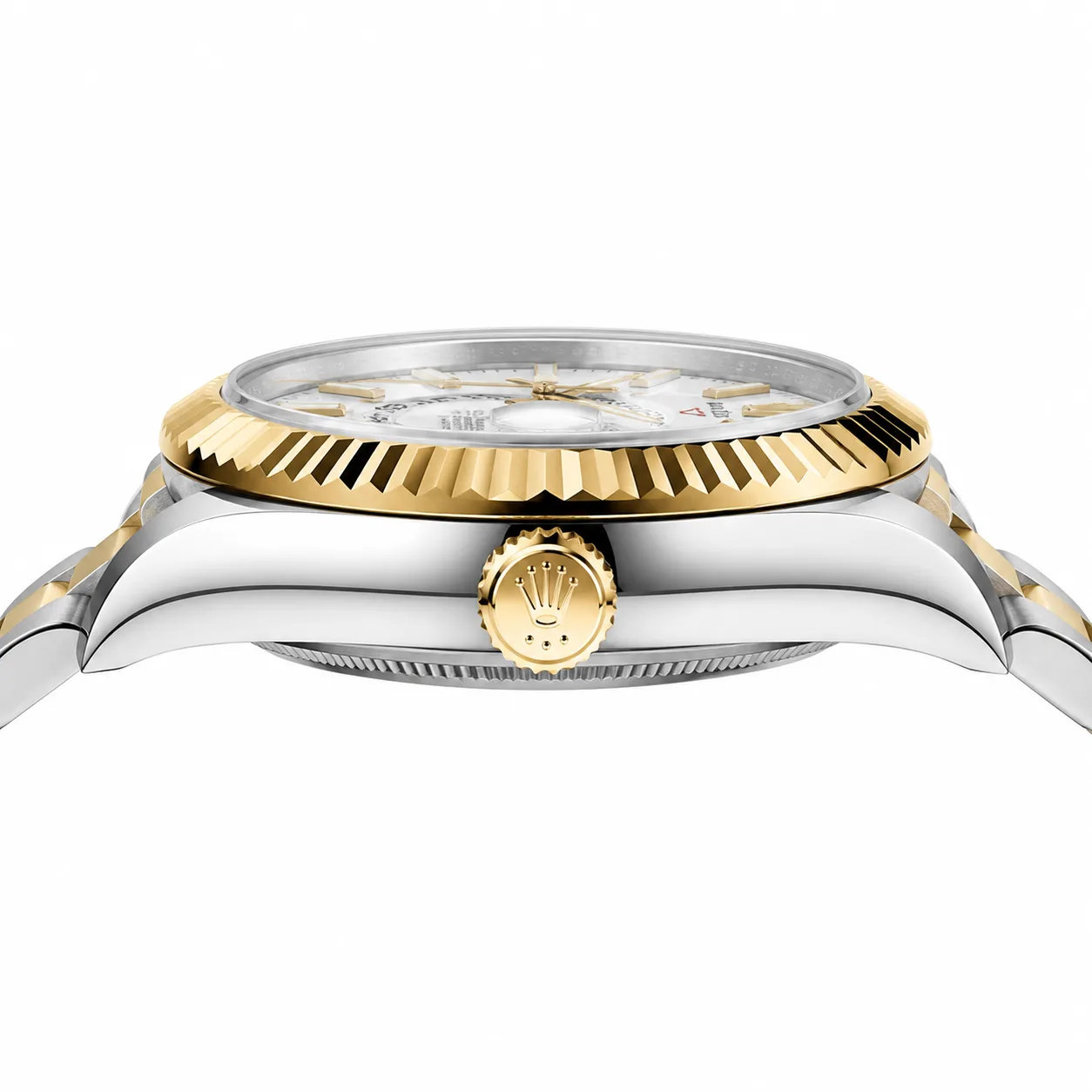 Rolex Sky-Dweller m336933-0006 42mm Cal.9002 904L Stainless Steel and 18K Yellow Gold AI 头图 2 - 侧面细节 [ai-shot:side-detail]