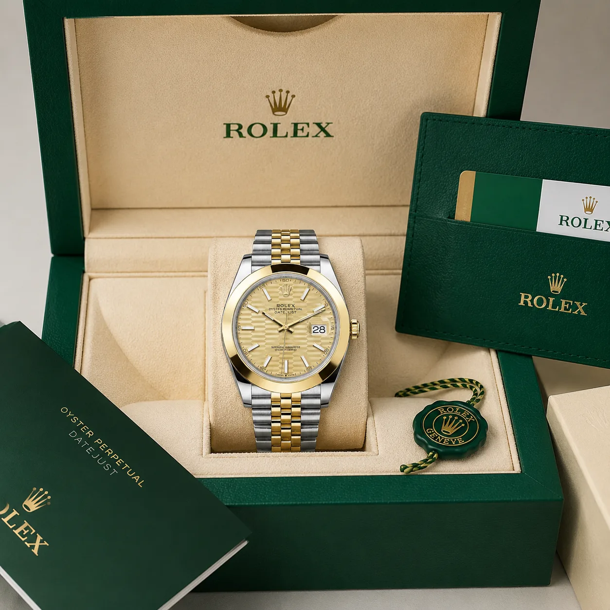 Rolex Datejust m126303-0022 41mm Cal.3235 904L Stainless Steel and 18K Yellow Gold AI 头图 5 - 包装盒 [ai-shot:box-shot]