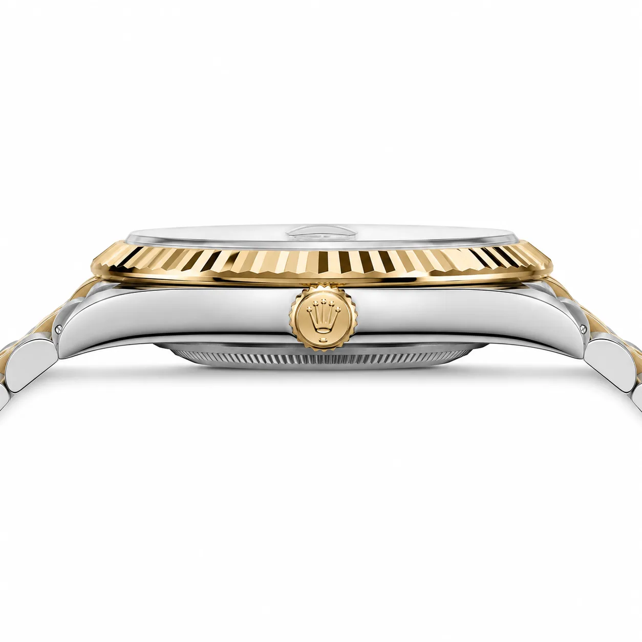 Rolex Datejust m126303-0020 41mm Black Dial Fluted Bezel 904L Stainless Steel and 18K Yellow Gold AI 头图 2 - 侧面细节 [ai-shot:side-detail]