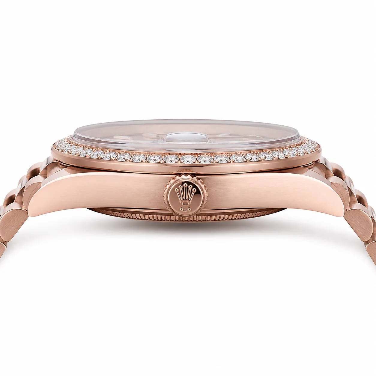 Rolex Day-Date m228345rbr-0026 40mm Cal.3255 18K Everose Gold AI 头图 2 - 侧面细节 [ai-shot:side-detail]