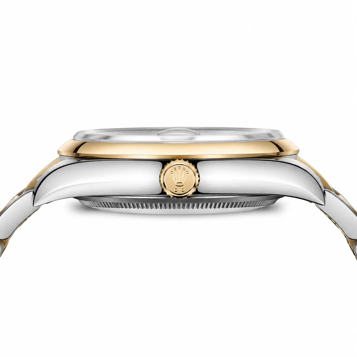 Rolex Datejust m126203-0020 36mm White Dial Smooth Bezel 904L Stainless Steel and 18K Yellow Gold AI 头图 2 - 侧面细节 [ai-shot:side-detail]